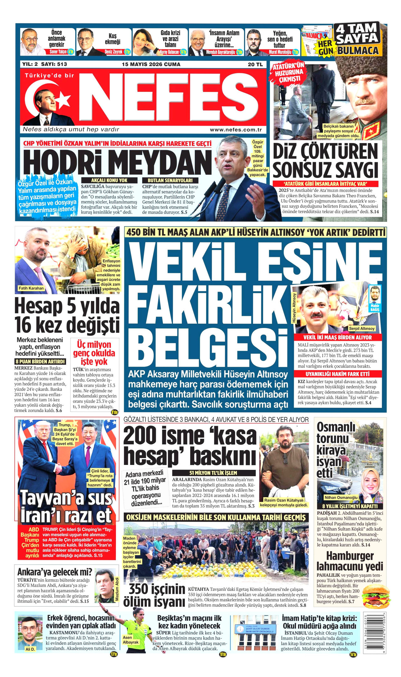 Nefes Gazetesi Manşeti - 15.05.2026