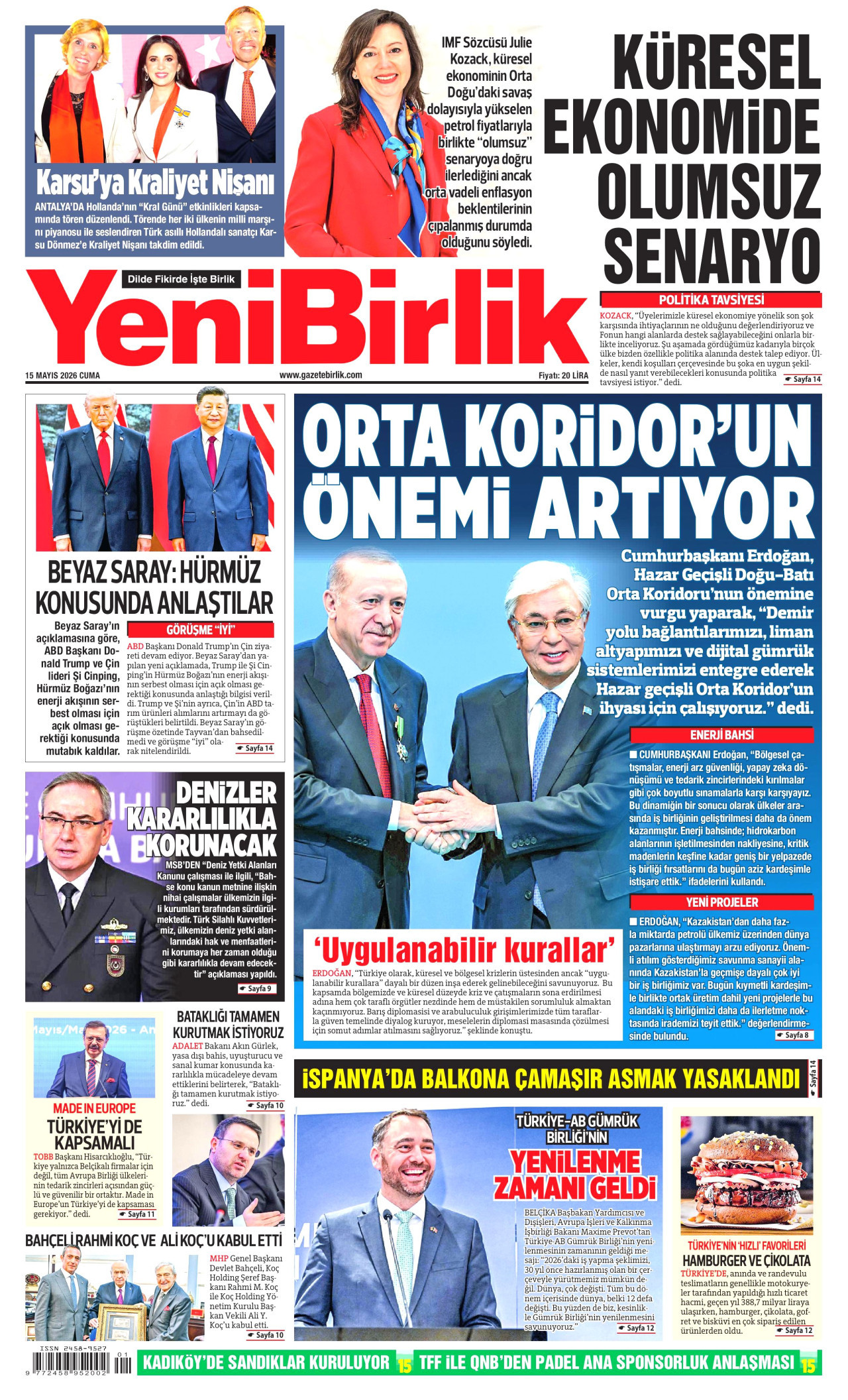 YeniBirlik Gazetesi Manşeti - 15.05.2026
