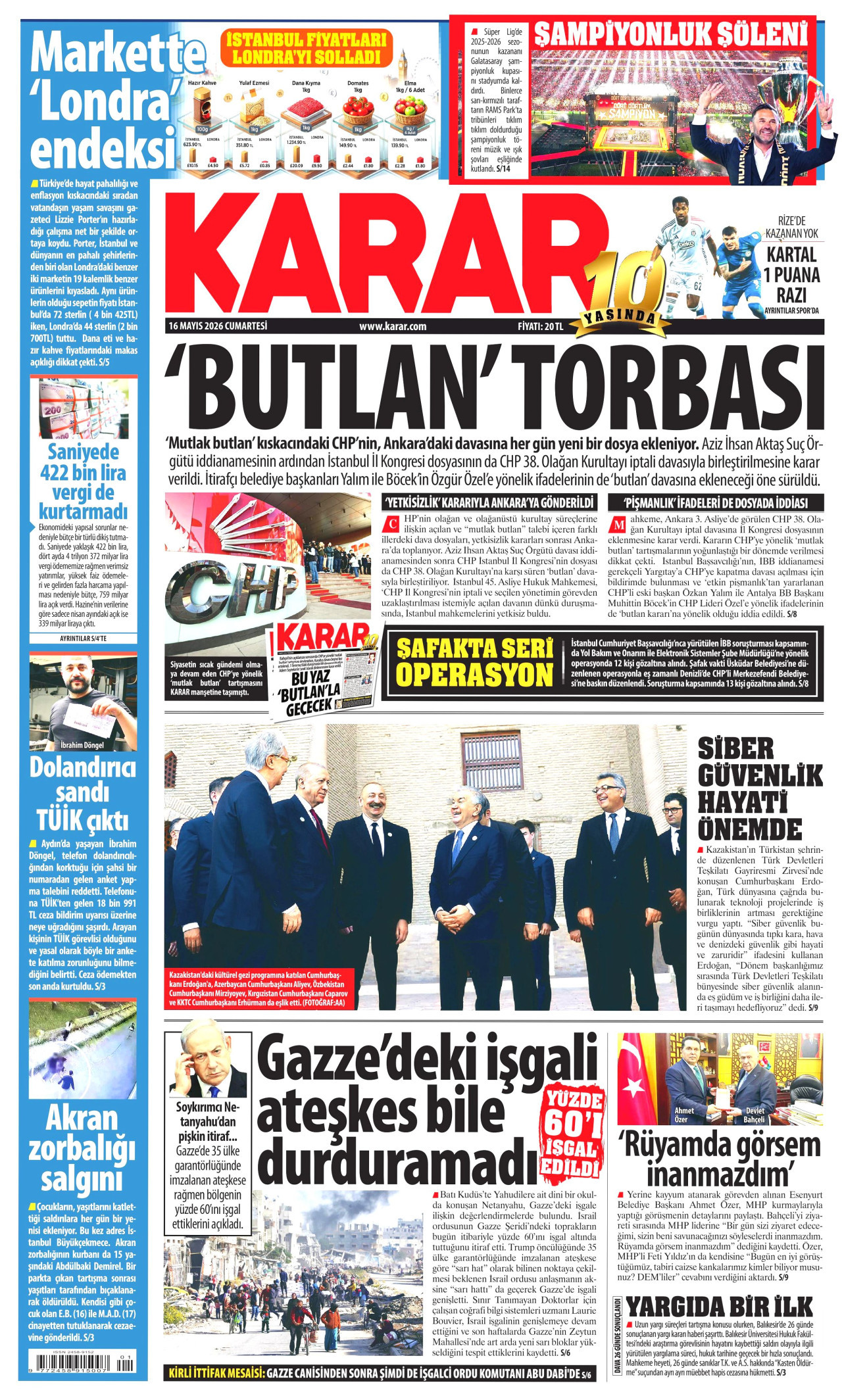 Karar Gazetesi Manşeti - 16.05.2026