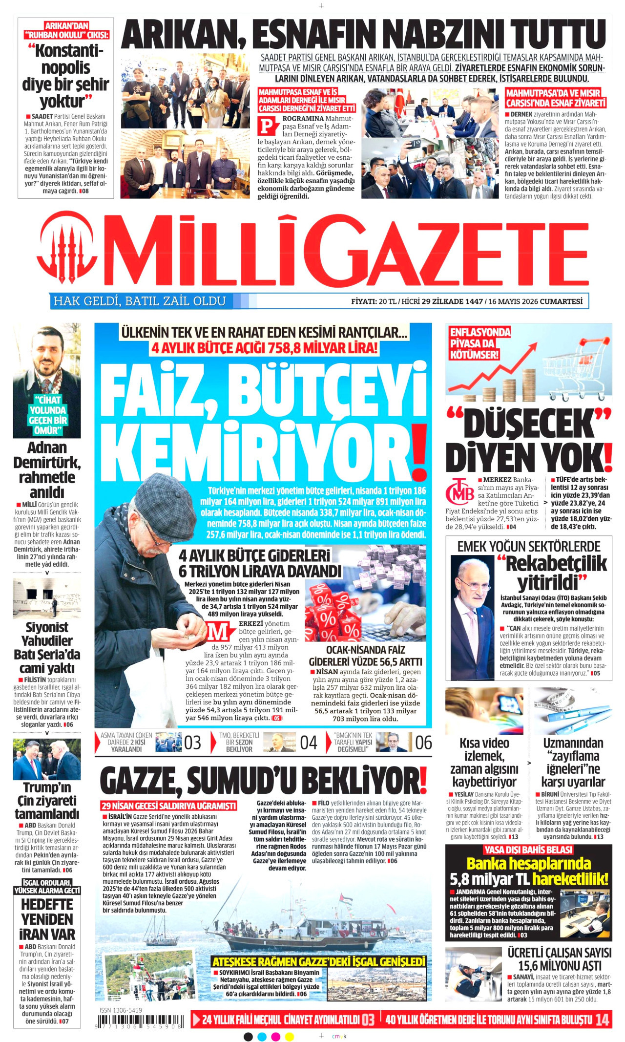 Milli Gazete Gazetesi Manşeti - 16.05.2026