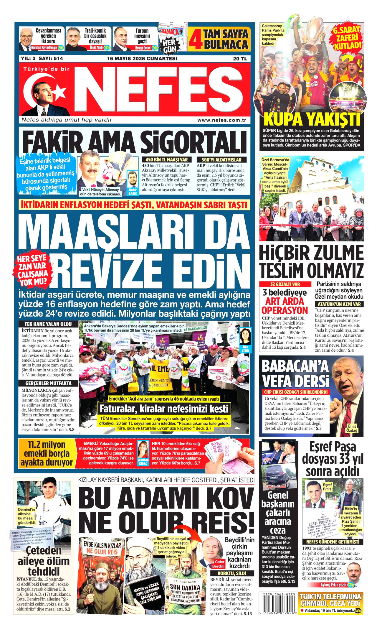 Nefes Gazetesi Manşeti - 16.05.2026