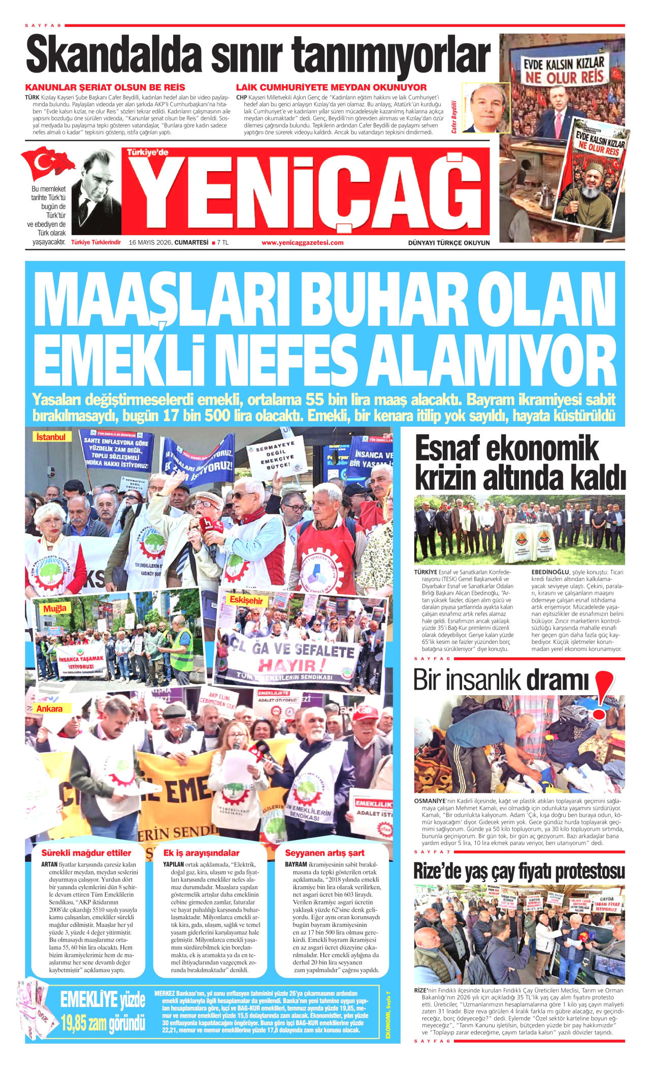 Yeniçağ Gazetesi Manşeti - 16.05.2026