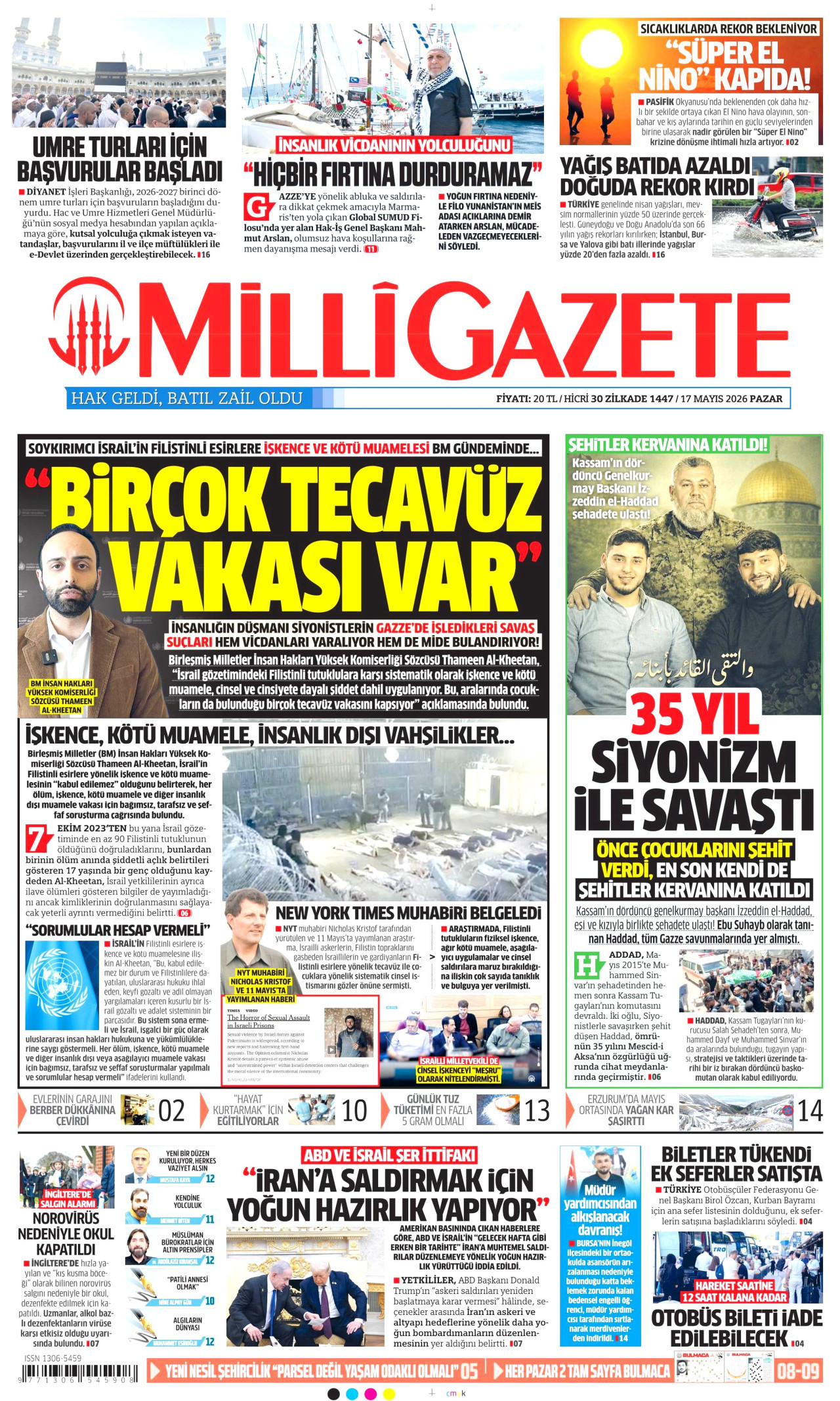 Milli Gazete Gazetesi Manşeti - 17.05.2026