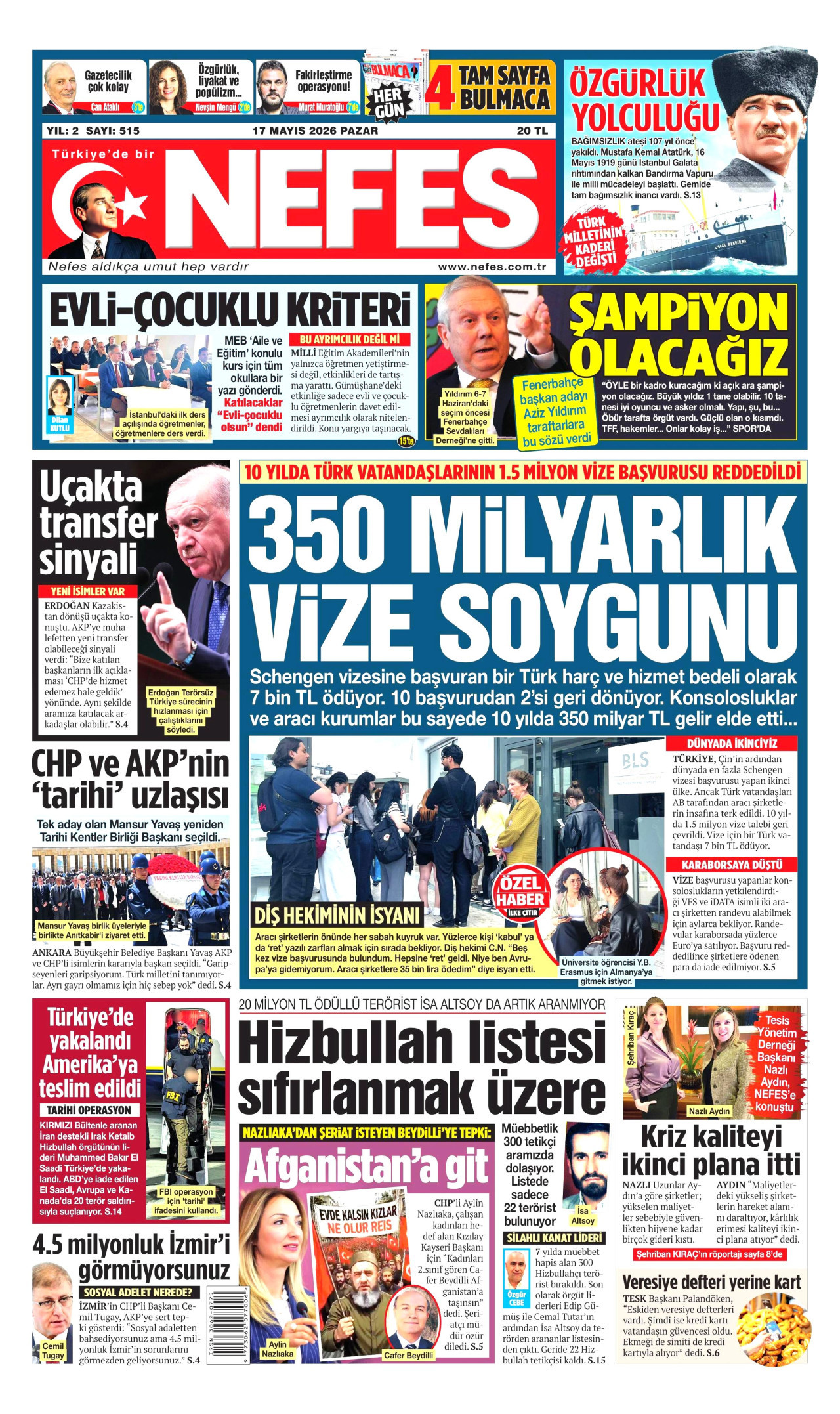 Nefes Gazetesi Manşeti - 17.05.2026