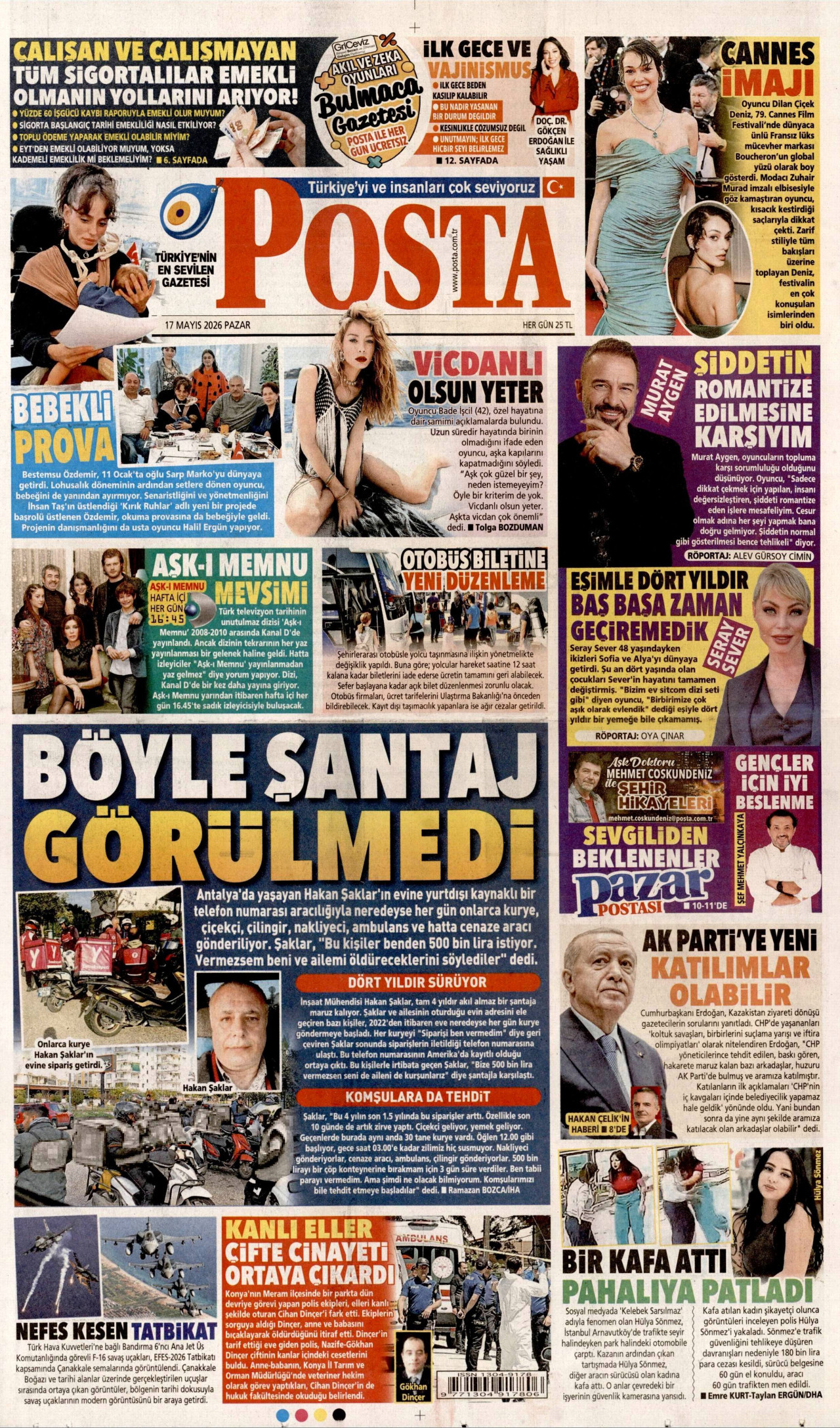 Posta Gazetesi Manşeti - 17 Mayıs 2026 Birinci Sayfa