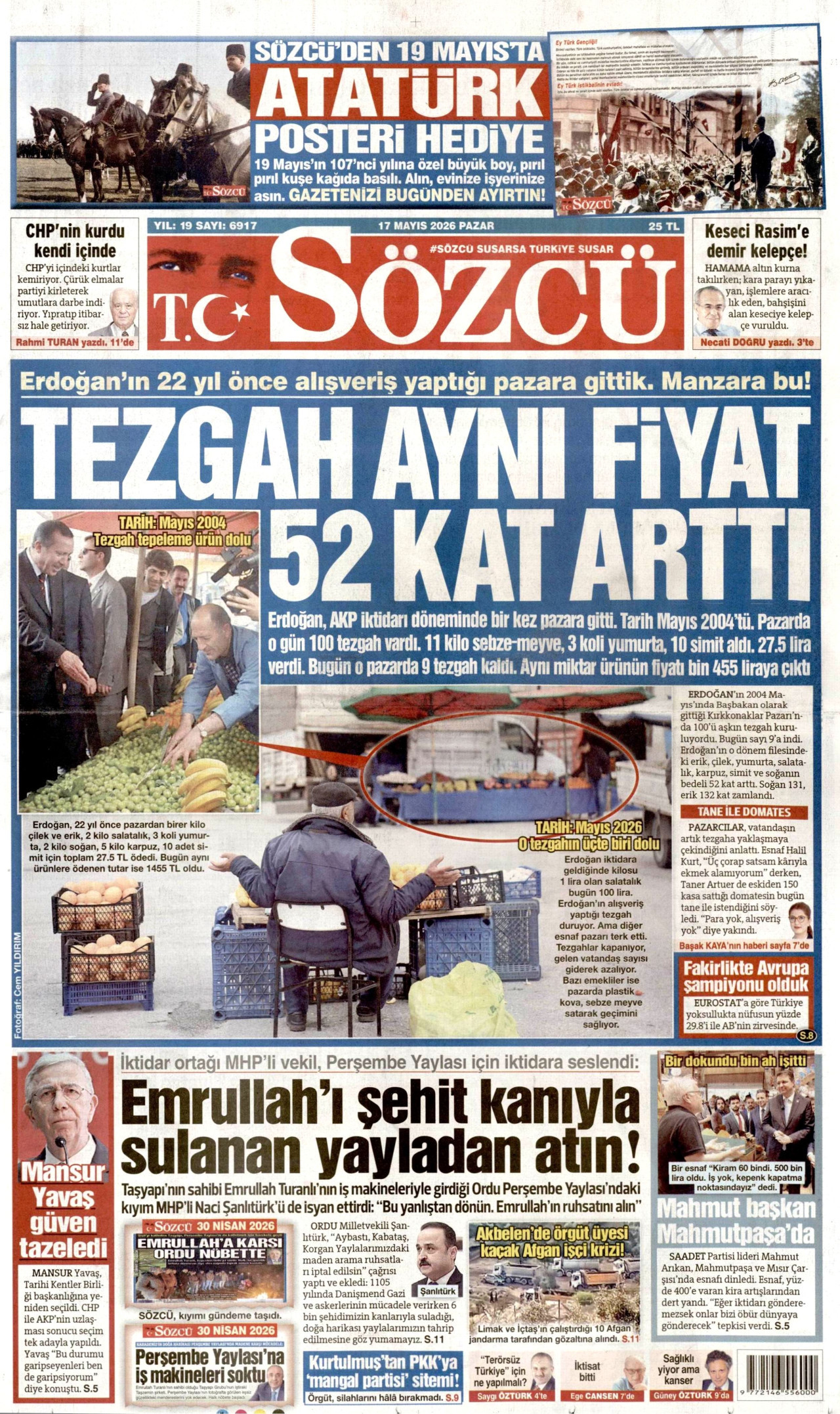 Sözcü Gazetesi Manşeti - 17 Mayıs 2026 Birinci Sayfa