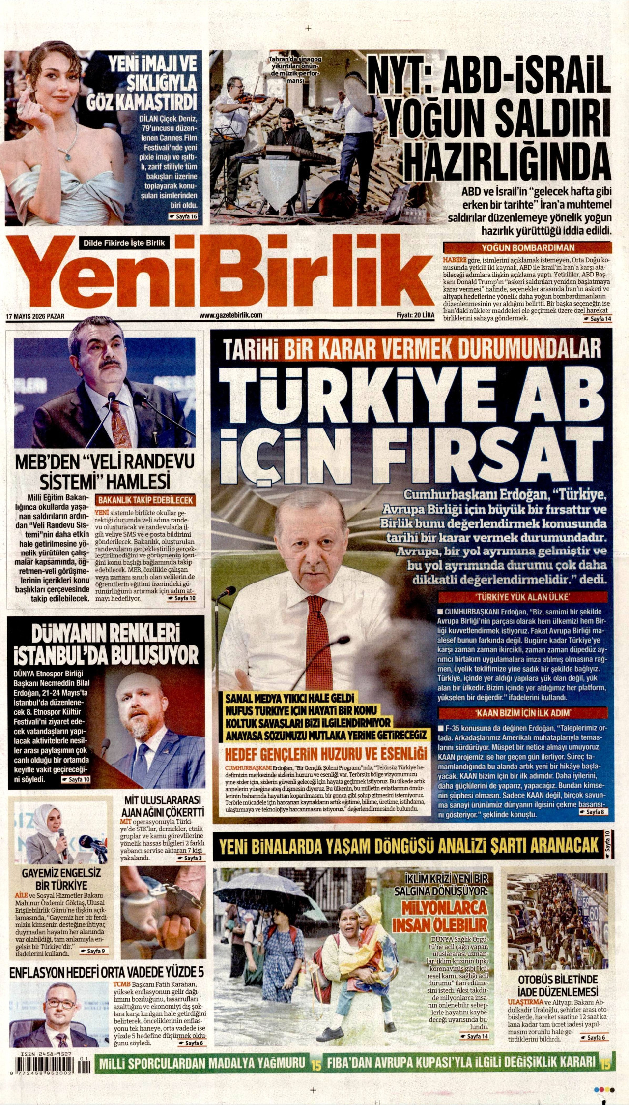 YeniBirlik Gazetesi Manşeti - 17.05.2026