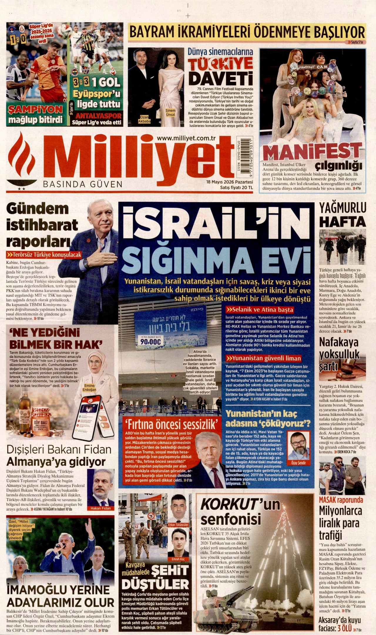 Milliyet Gazetesi Manşeti - 18.05.2026