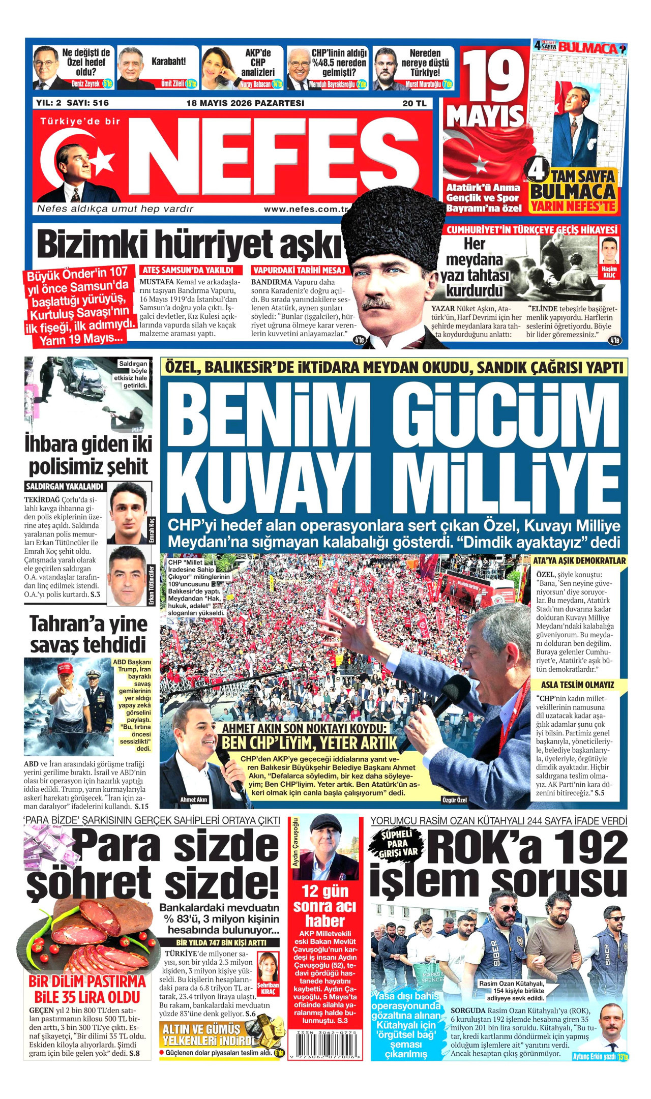 Nefes Gazetesi Manşeti - 18.05.2026