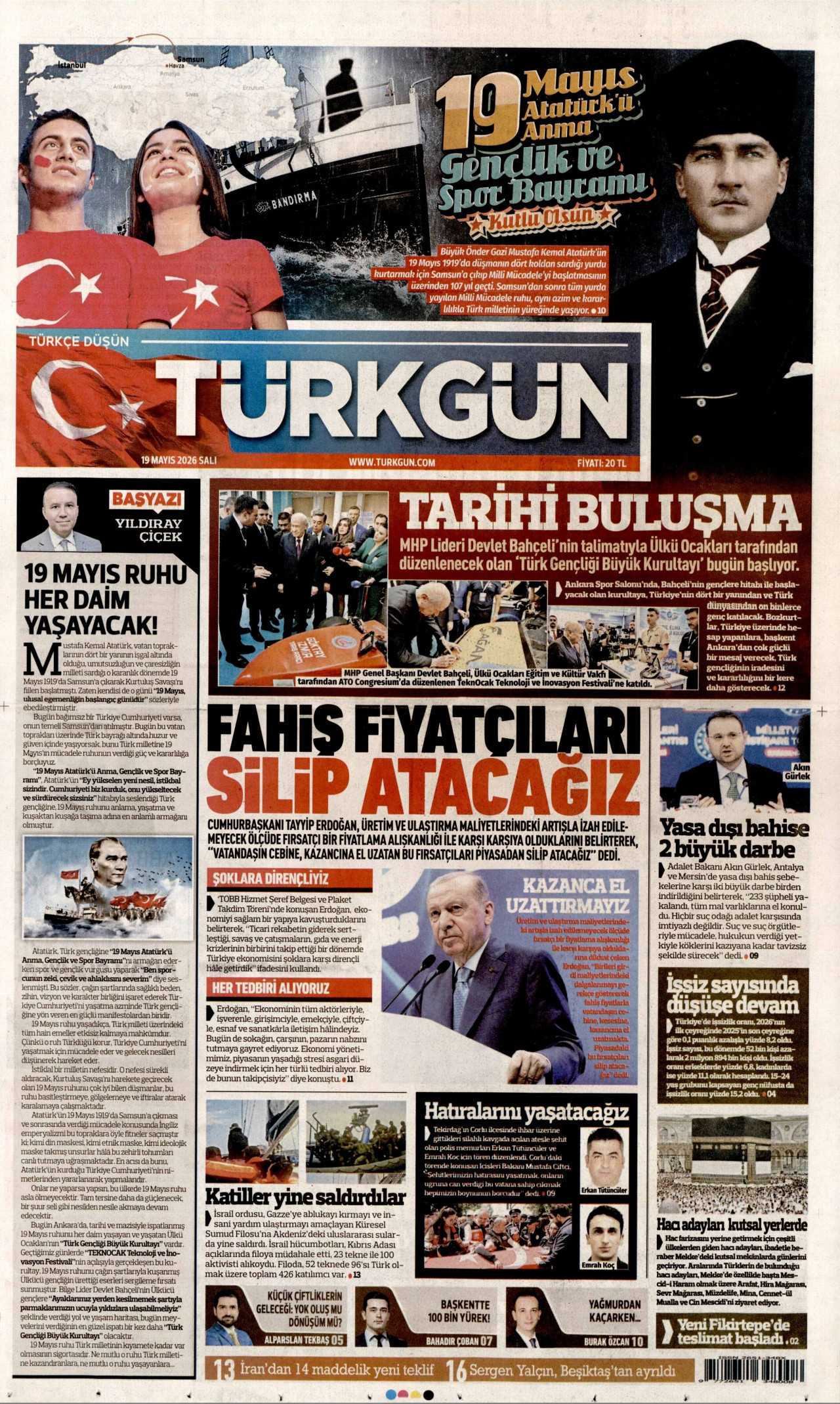 Türkgün Gazetesi Manşeti - 19 Mayıs 2026 Birinci Sayfa