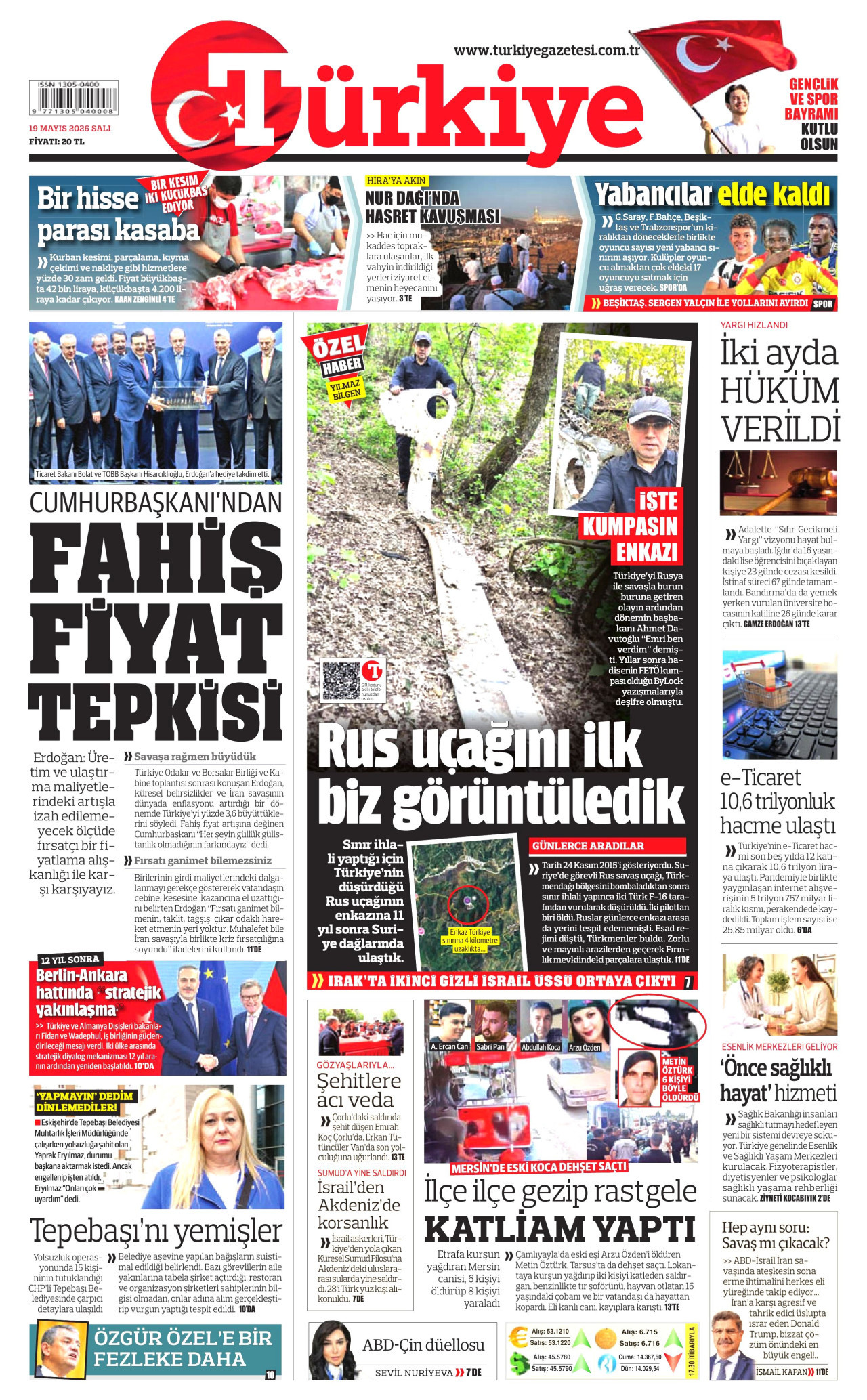 Türkiye Gazetesi Gazetesi Manşeti - 19 Mayıs 2026 Birinci Sayfa