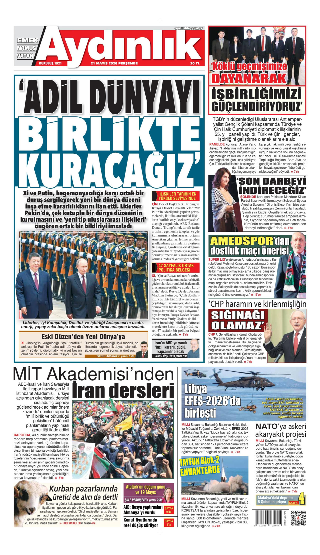 Aydınlık Gazetesi Manşet