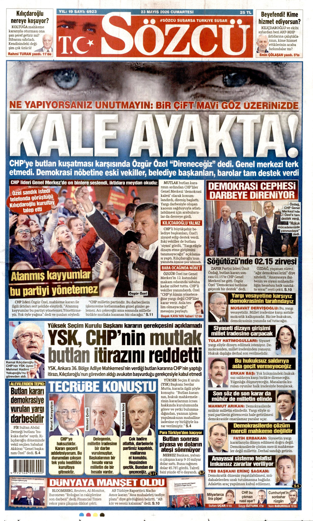 Sözcü Gazetesi Manşeti - 23 Mayıs 2026 Birinci Sayfa