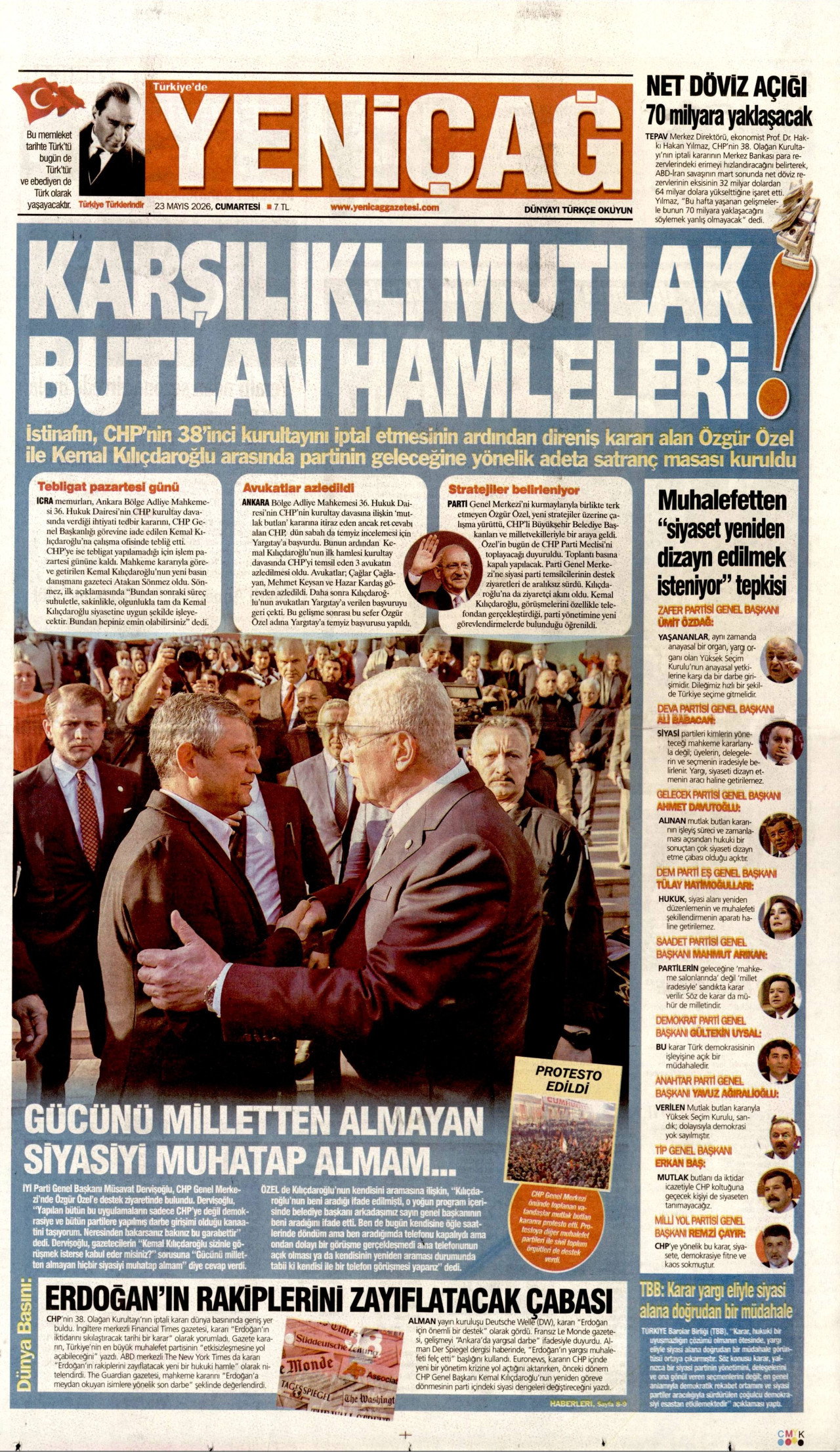 Yeniçağ Gazetesi Manşeti - 23 Mayıs 2026 Birinci Sayfa