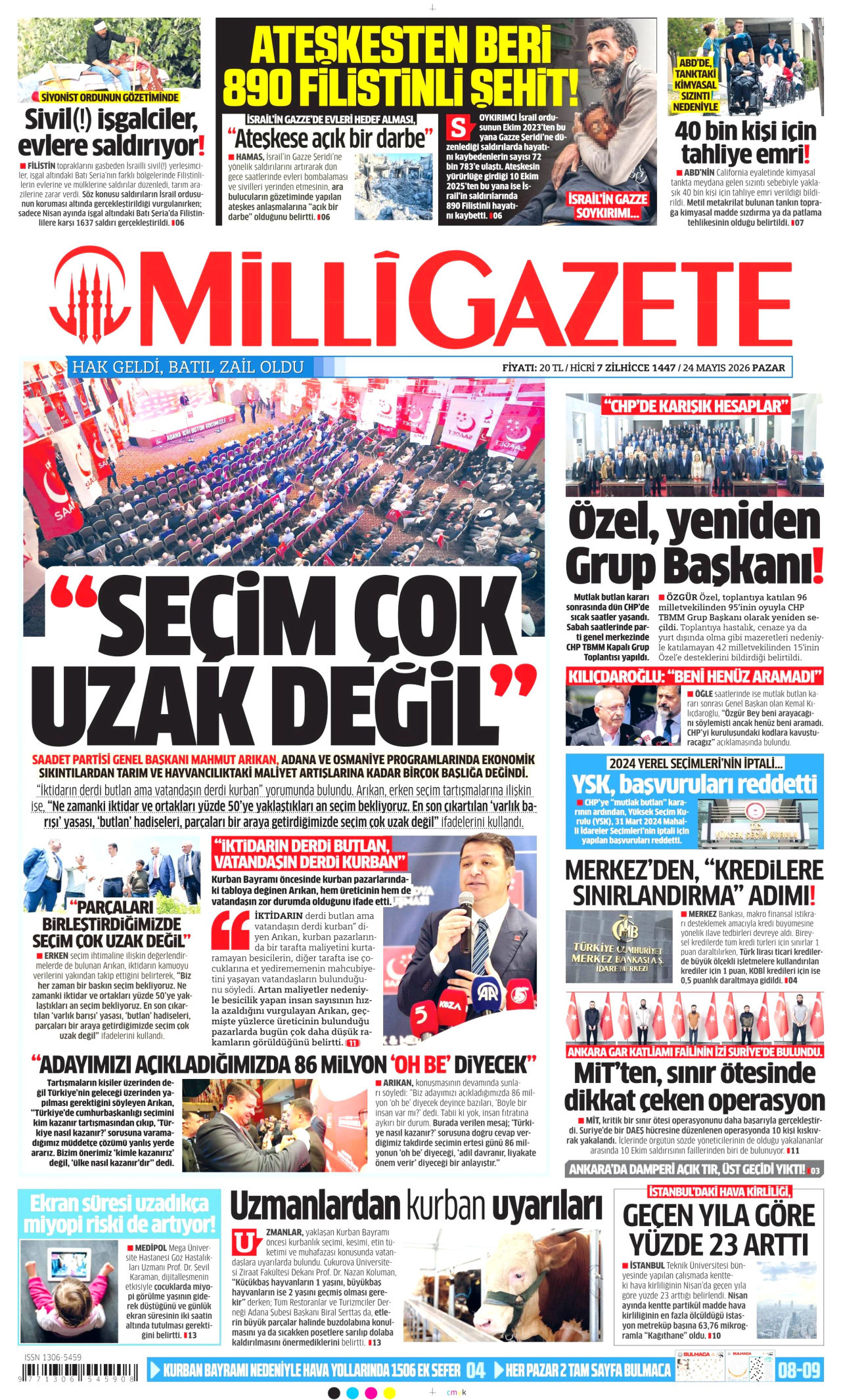 Milli Gazete Gazetesi Manşeti - 24 Mayıs 2026 Birinci Sayfa