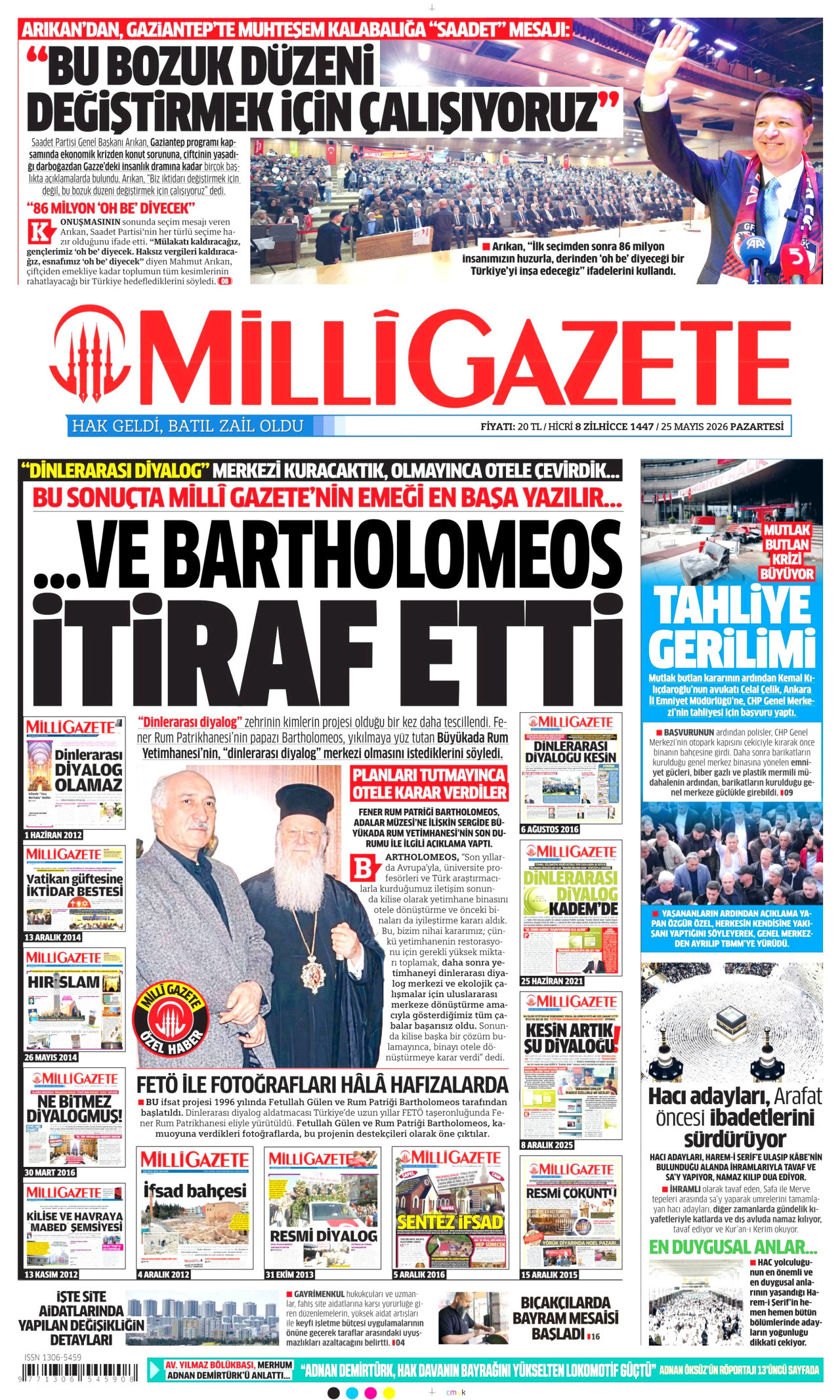 Milli Gazete Gazetesi Manşeti - 25 Mayıs 2026 Birinci Sayfa