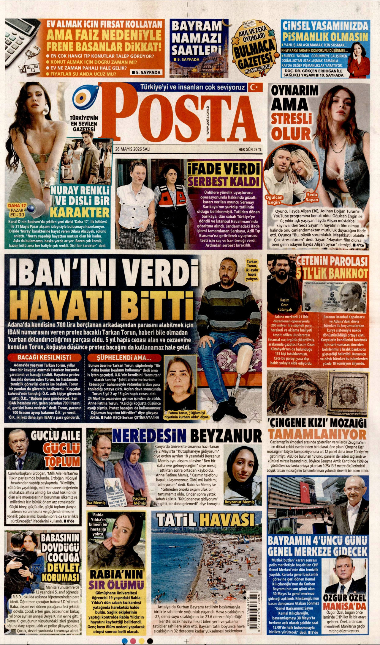 Posta Gazetesi Manşeti - 26 Mayıs 2026 Birinci Sayfa