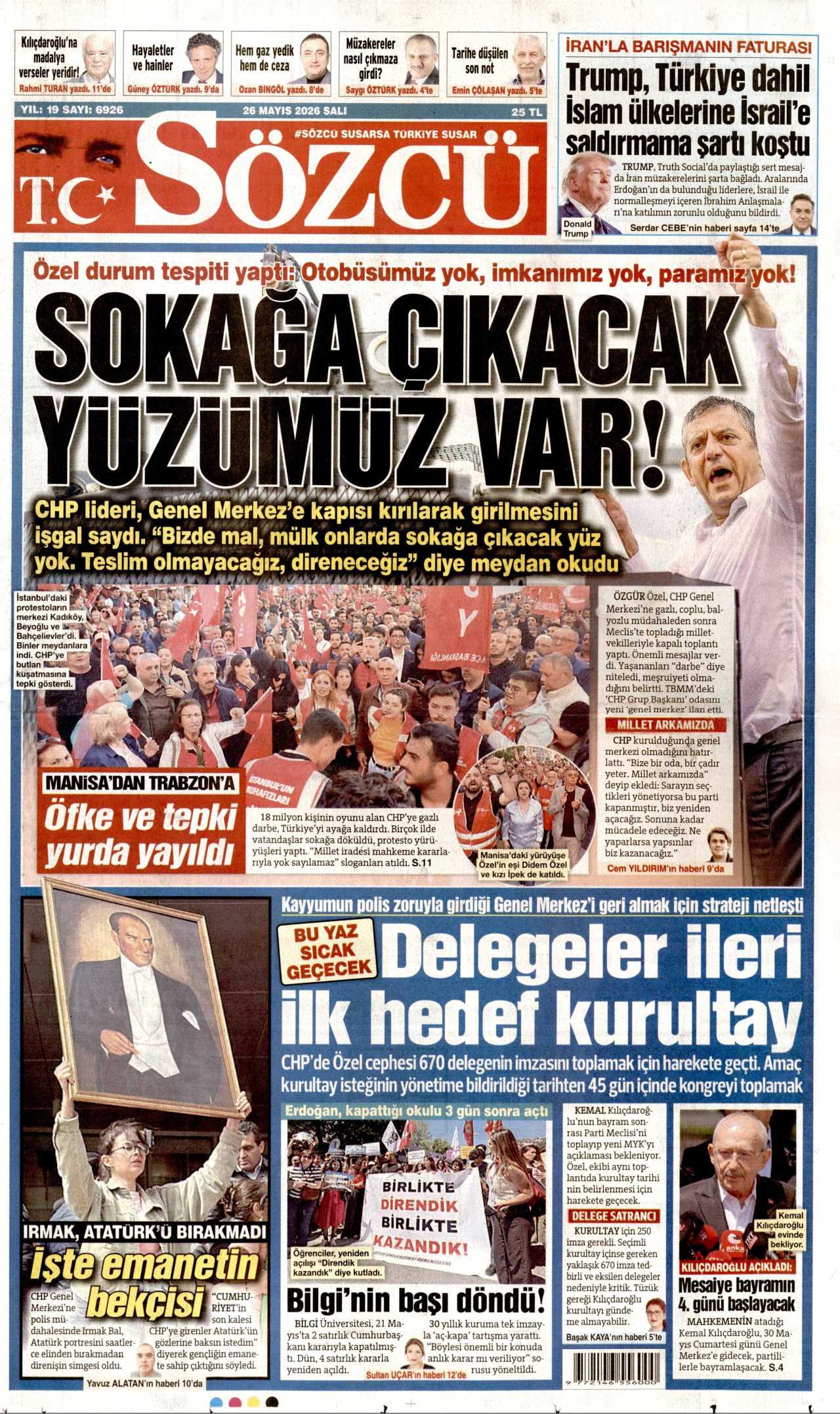 Sözcü Gazetesi Manşeti - 26.05.2026