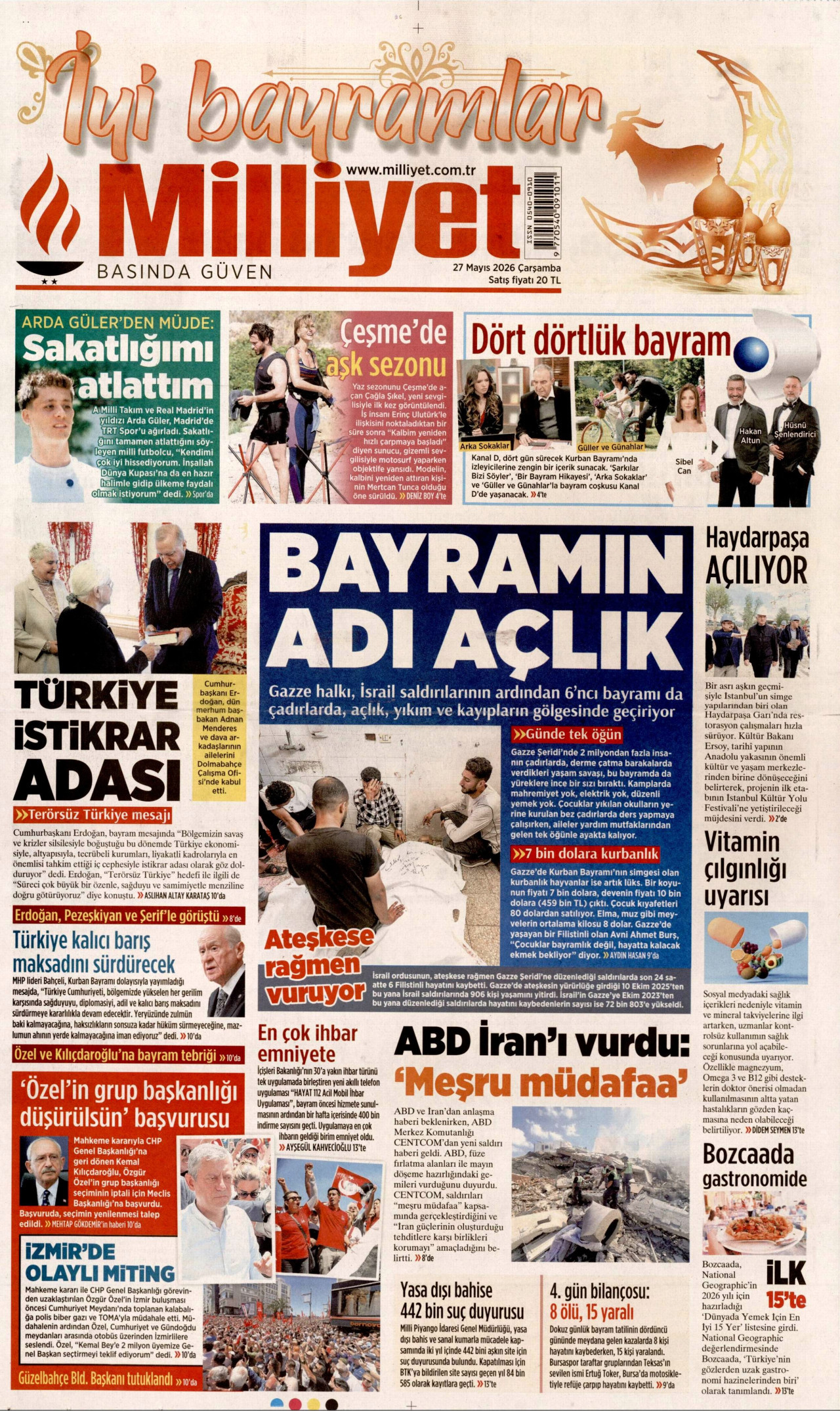 Milliyet Gazetesi Manşeti - 27 Mayıs 2026 Birinci Sayfa
