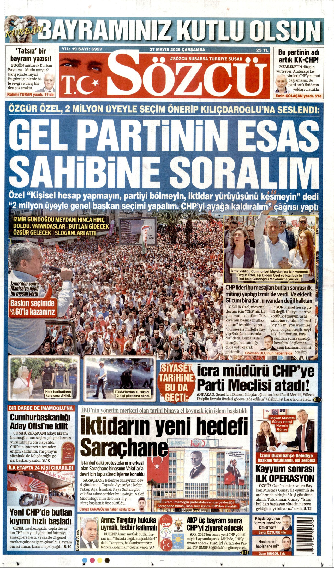 Sözcü Gazetesi Manşeti - 27.05.2026