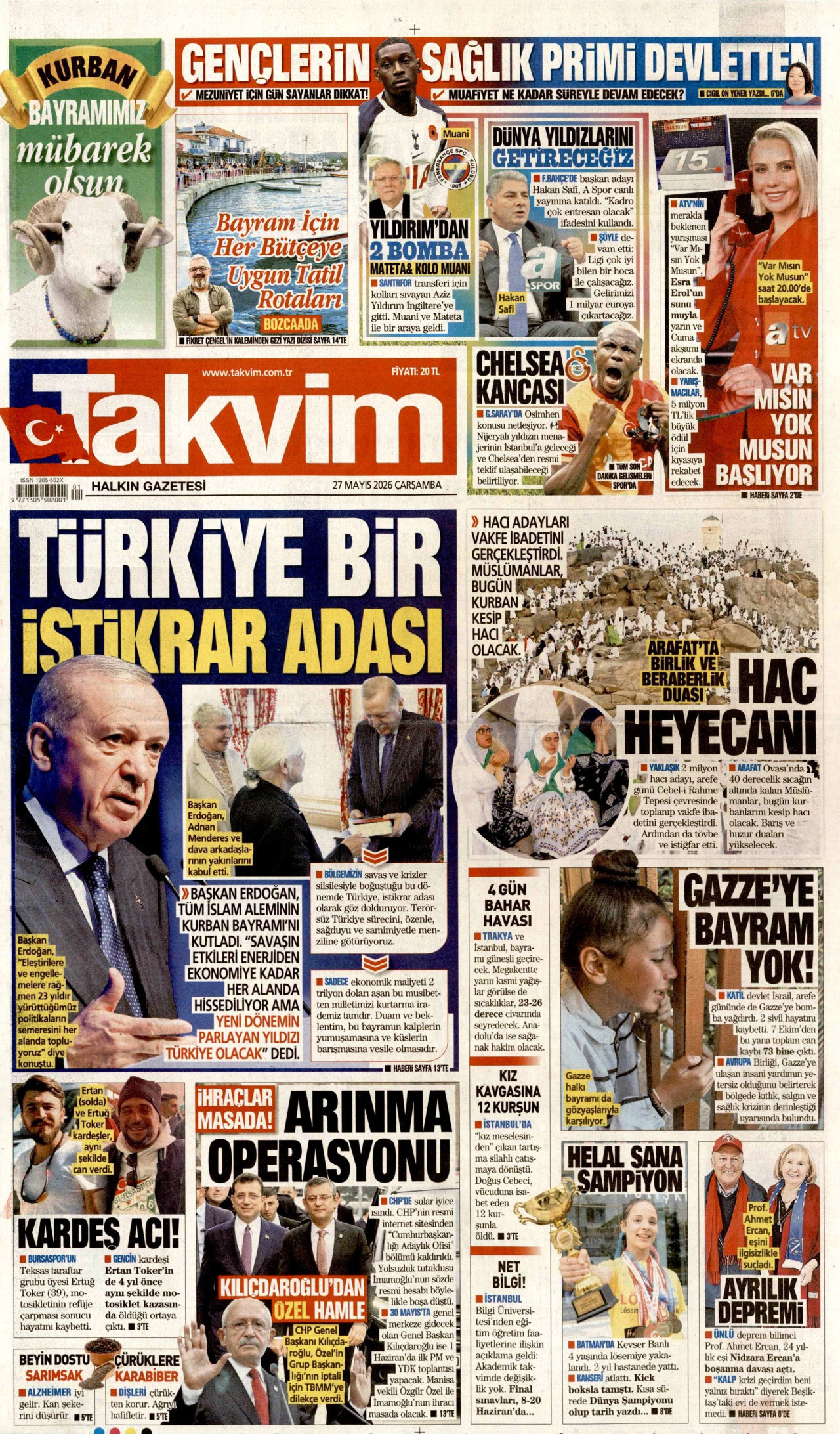 Takvim Gazetesi Manşeti - 27.05.2026