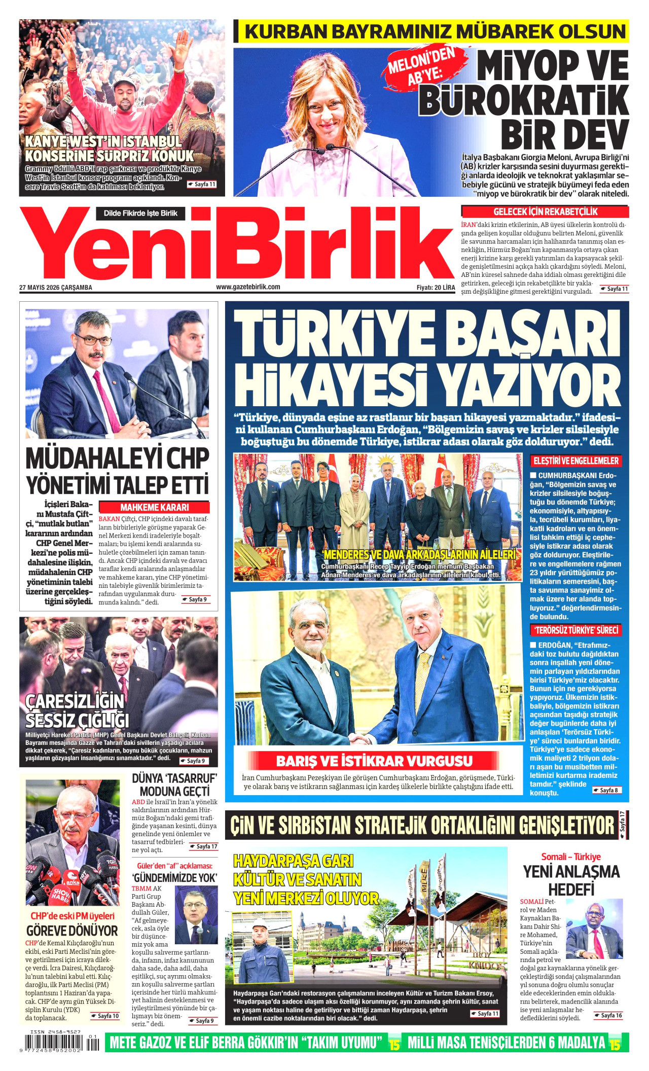 YeniBirlik Gazetesi Manşeti - 27.05.2026