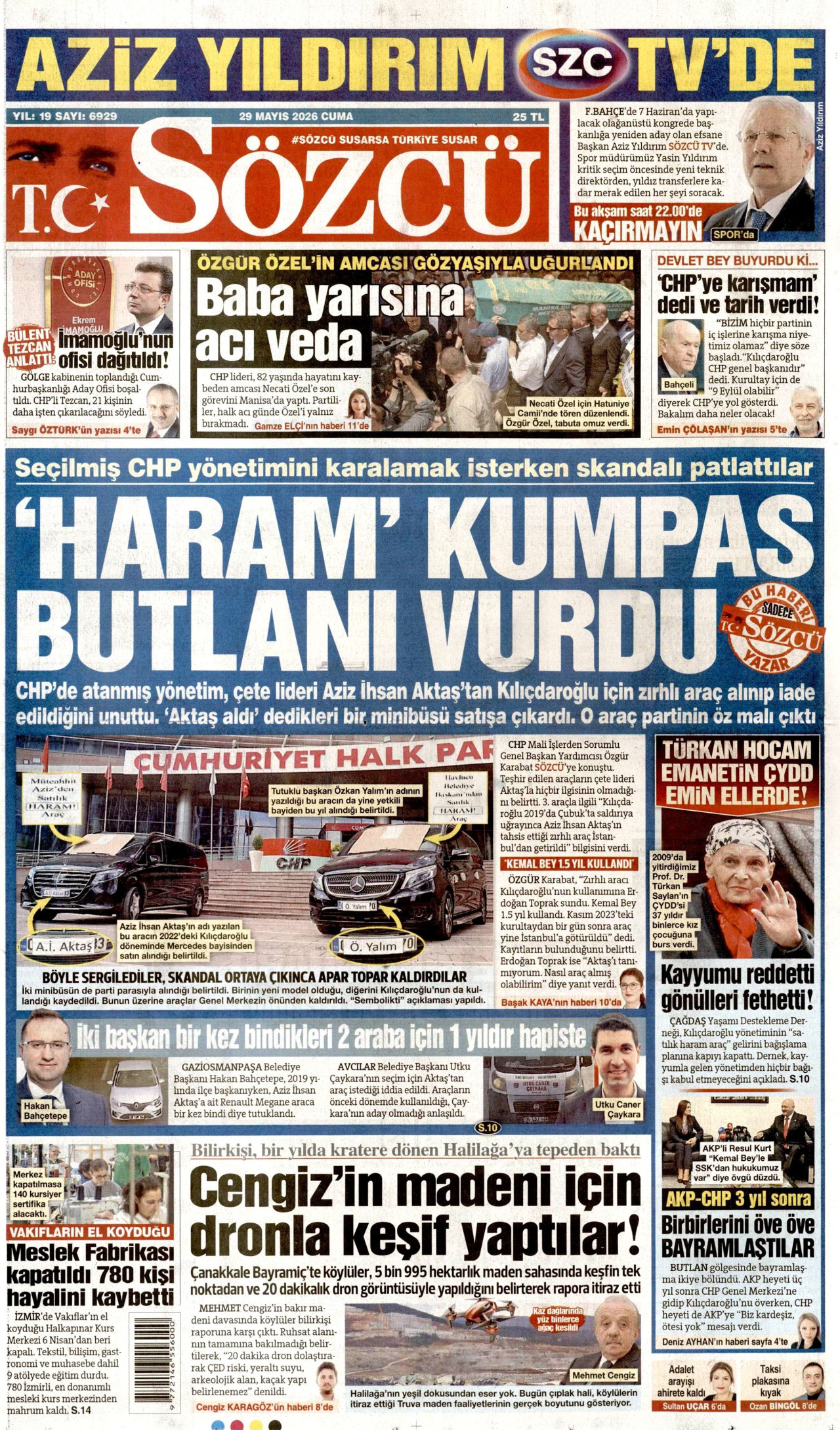 Sözcü Gazetesi Manşeti - 29.05.2026
