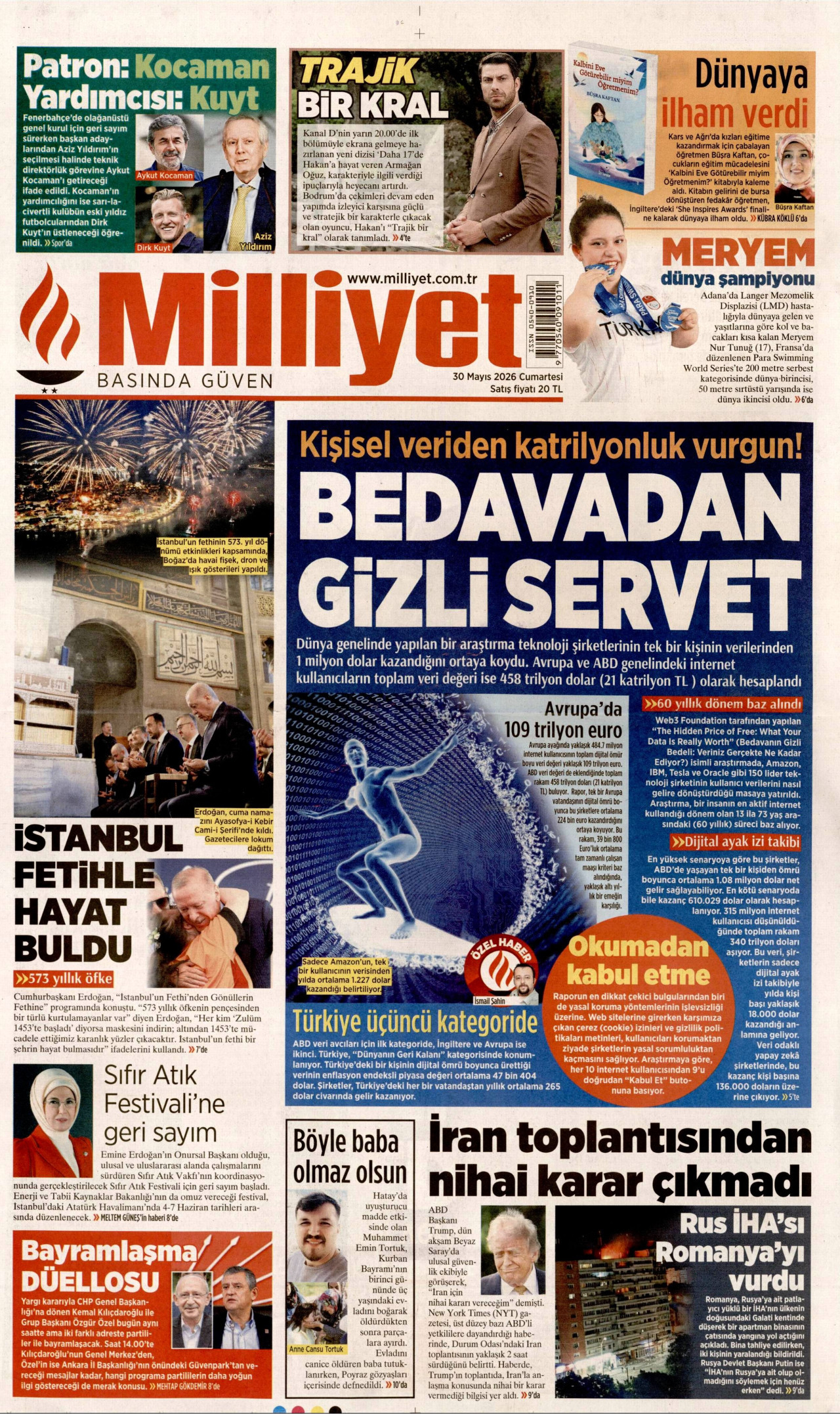 Milliyet Gazetesi Manşeti - 30 Mayıs 2026 Birinci Sayfa