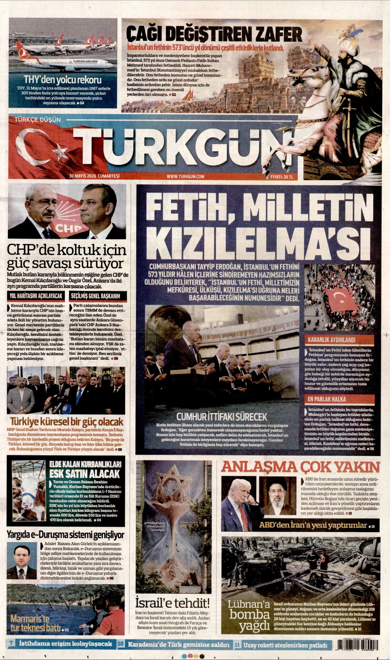 Türkgün Gazetesi Manşeti - 30.05.2026