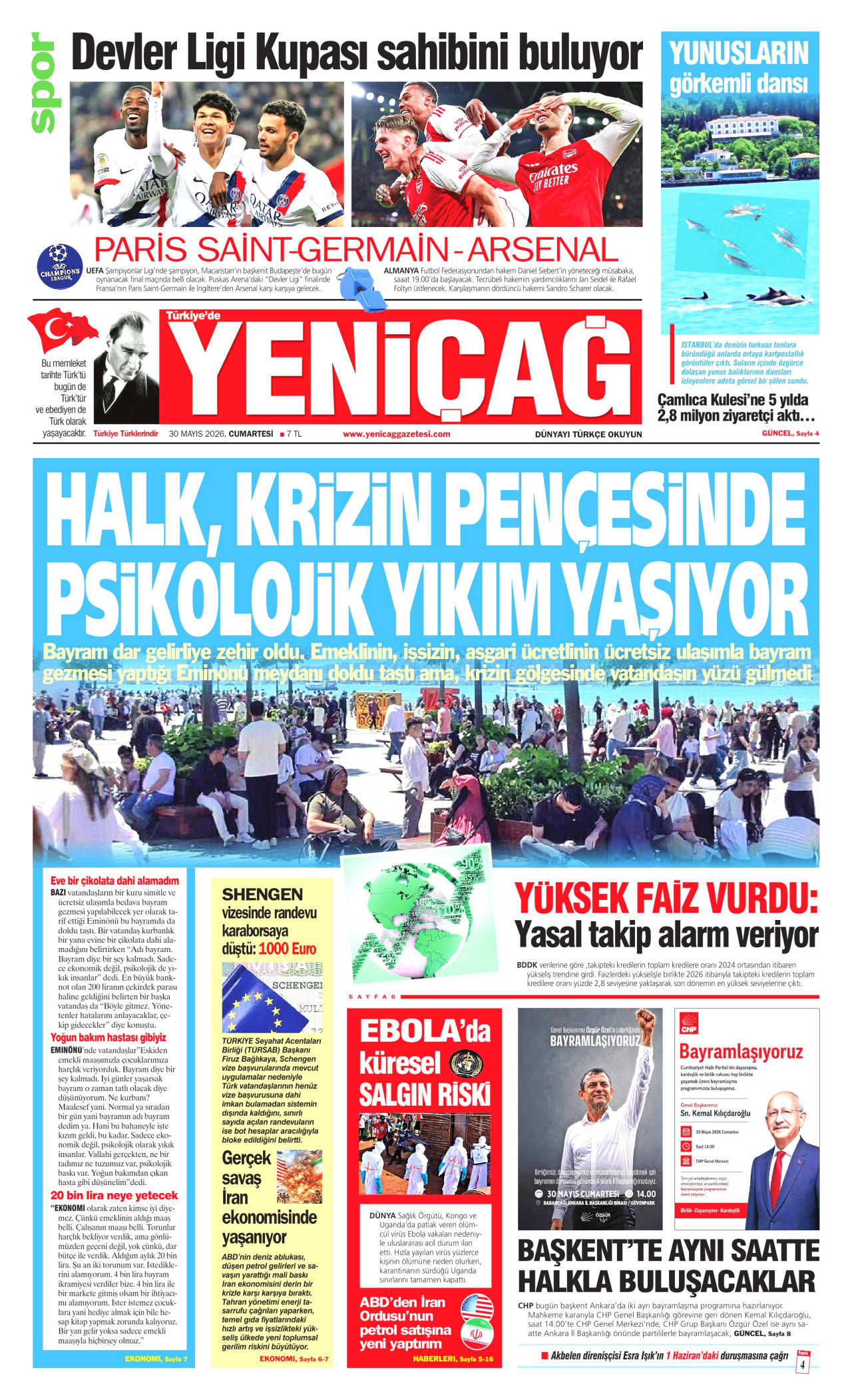 Yeniçağ Gazetesi Manşeti - 30 Mayıs 2026 Birinci Sayfa