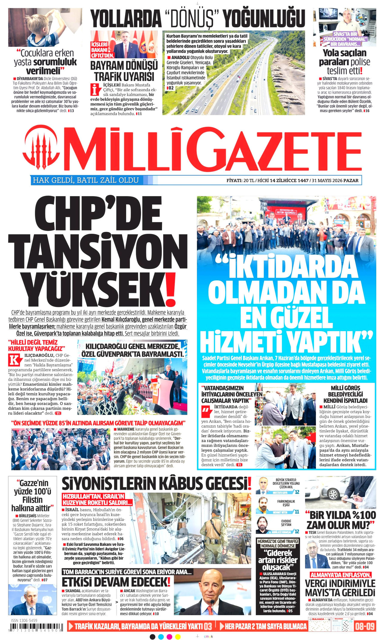 Milli Gazete Gazetesi Manşeti
