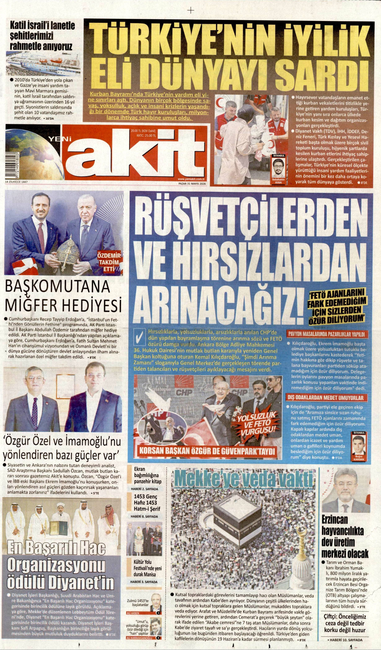Yeni Akit Gazetesi Manşeti