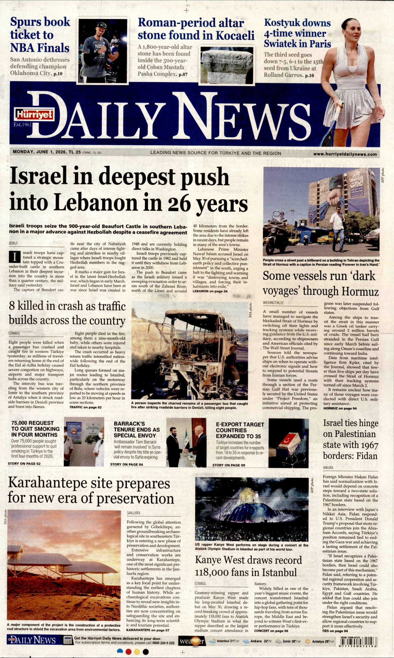 Hürriyet Daily News Gazetesi Manşeti