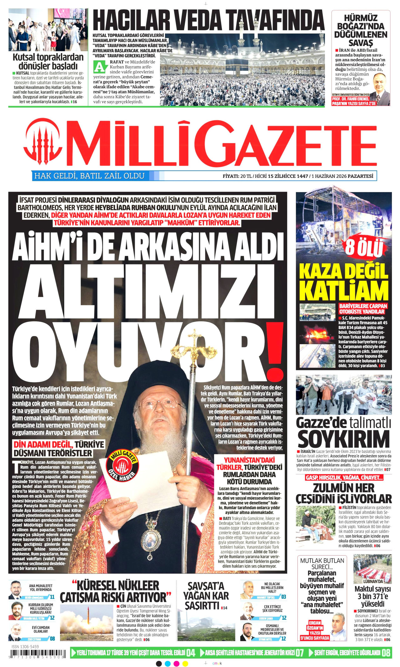 Milli Gazete Gazetesi Manşeti
