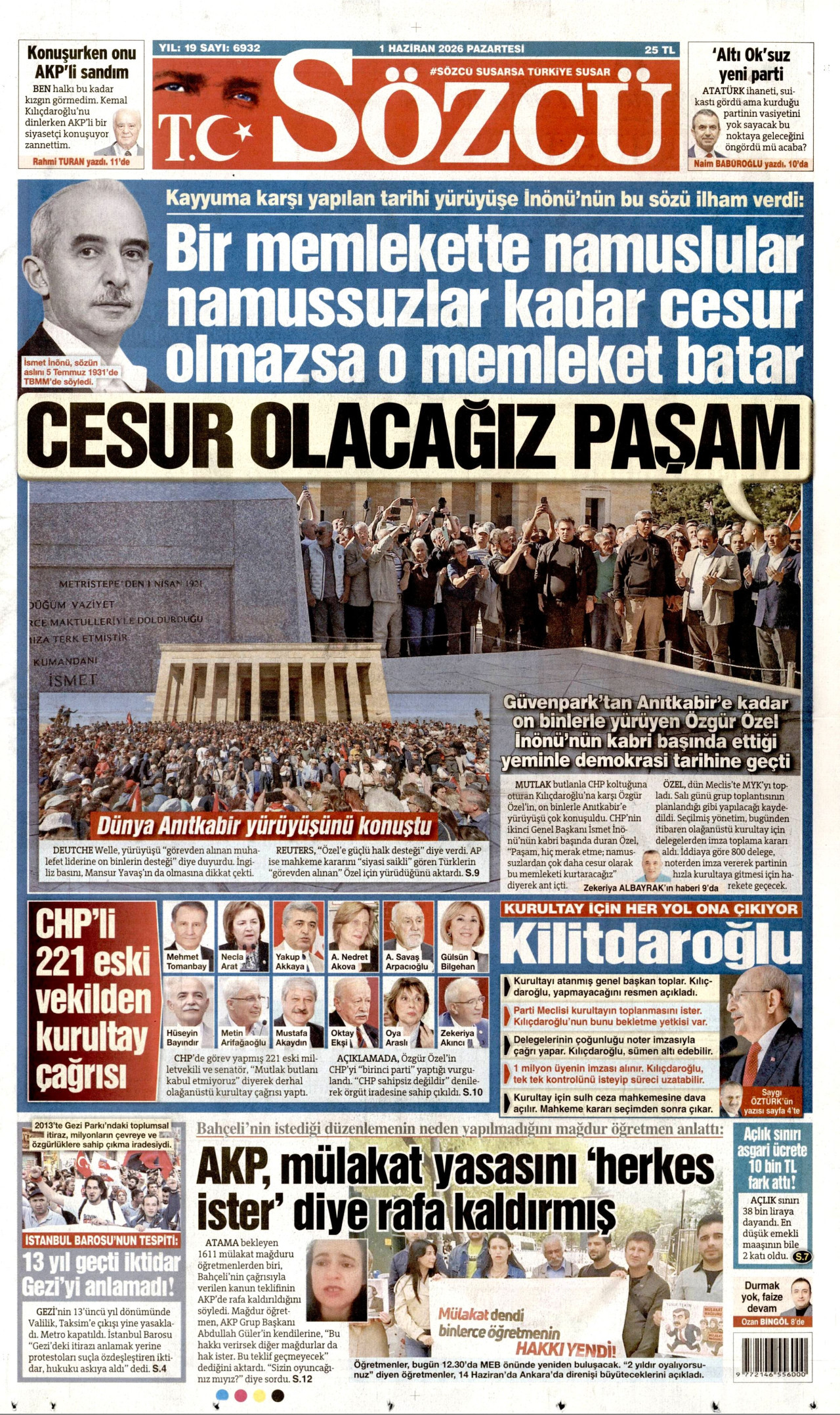 Sözcü Gazetesi Manşeti