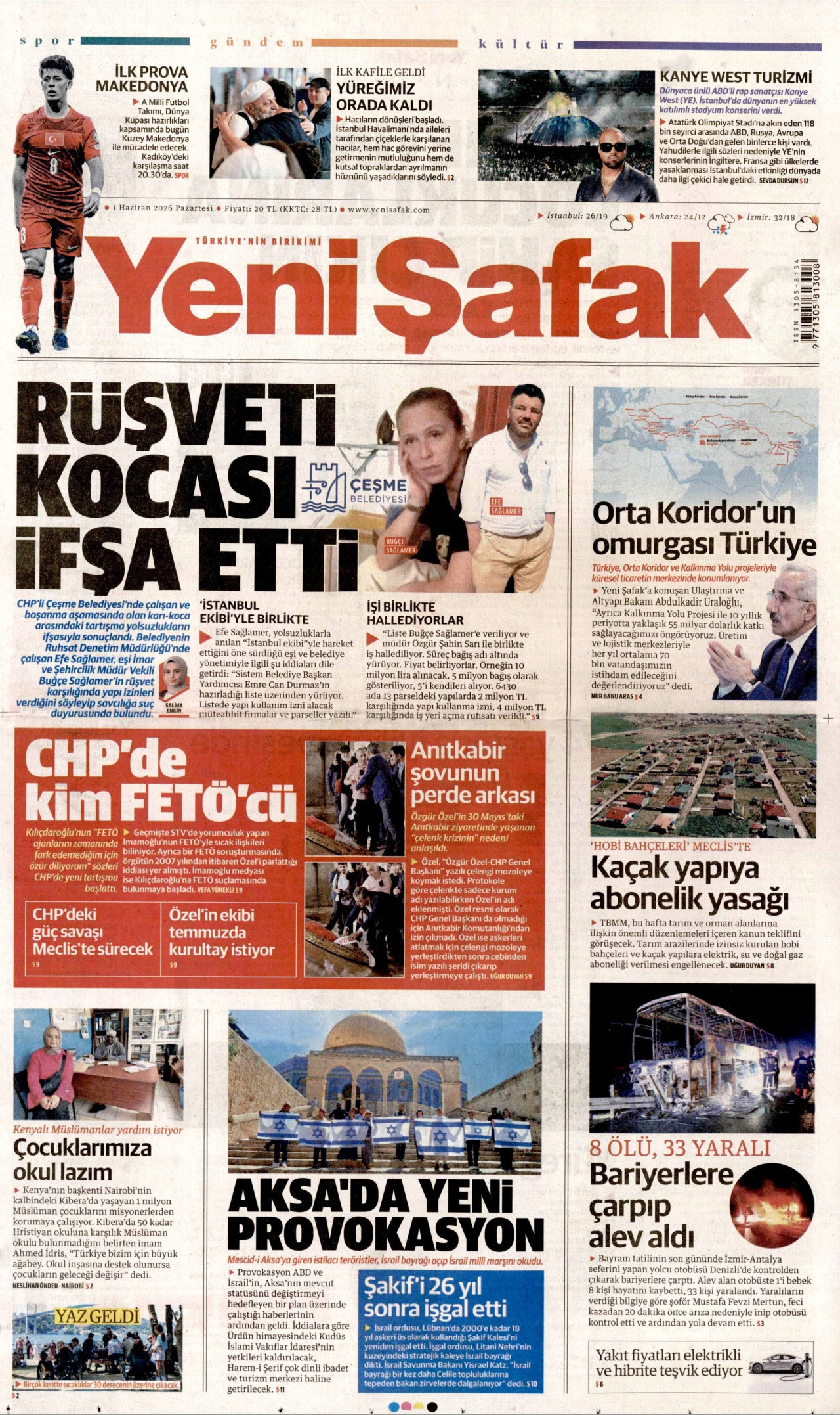 Yeni Şafak Gazetesi Manşeti