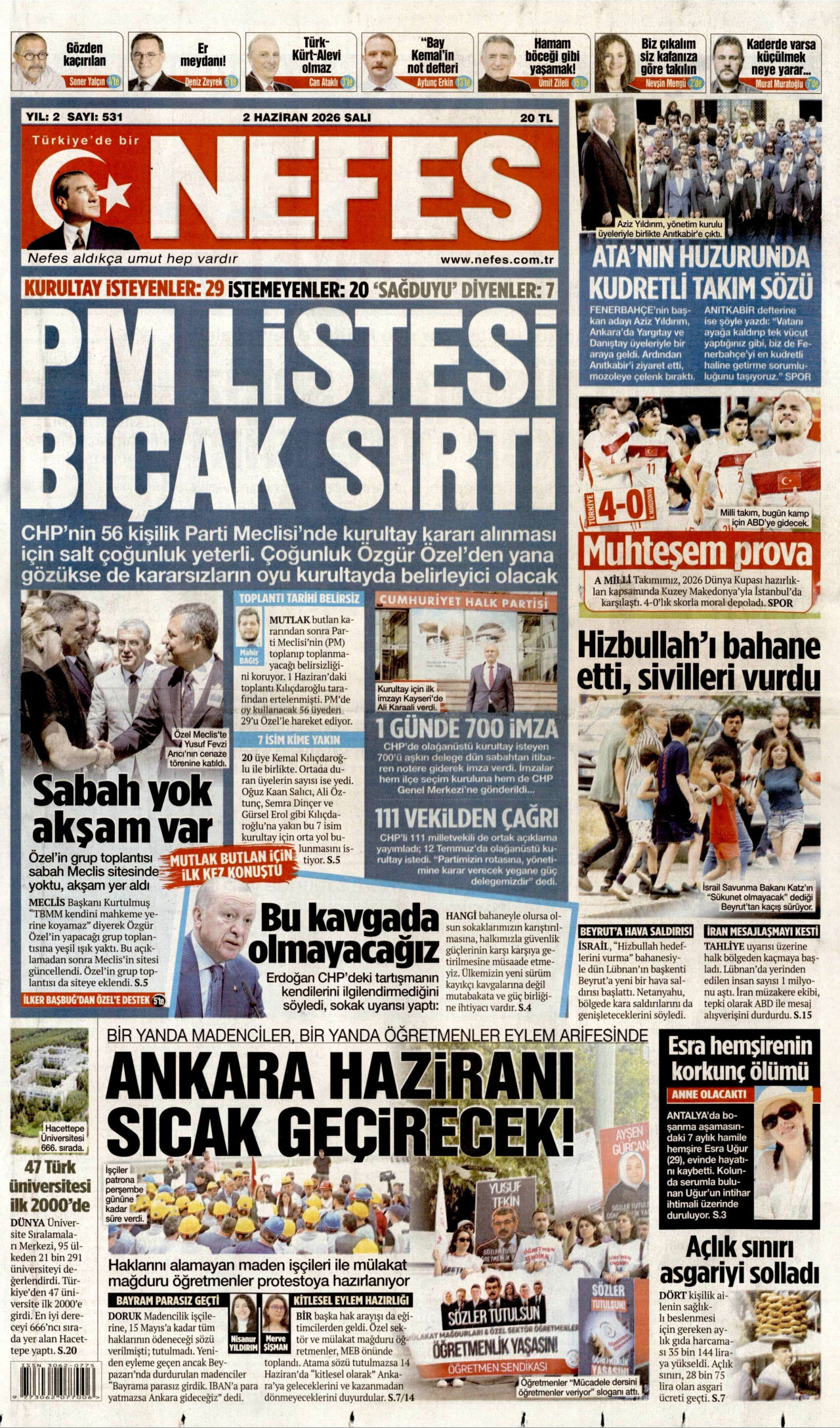Nefes Gazetesi Manşeti