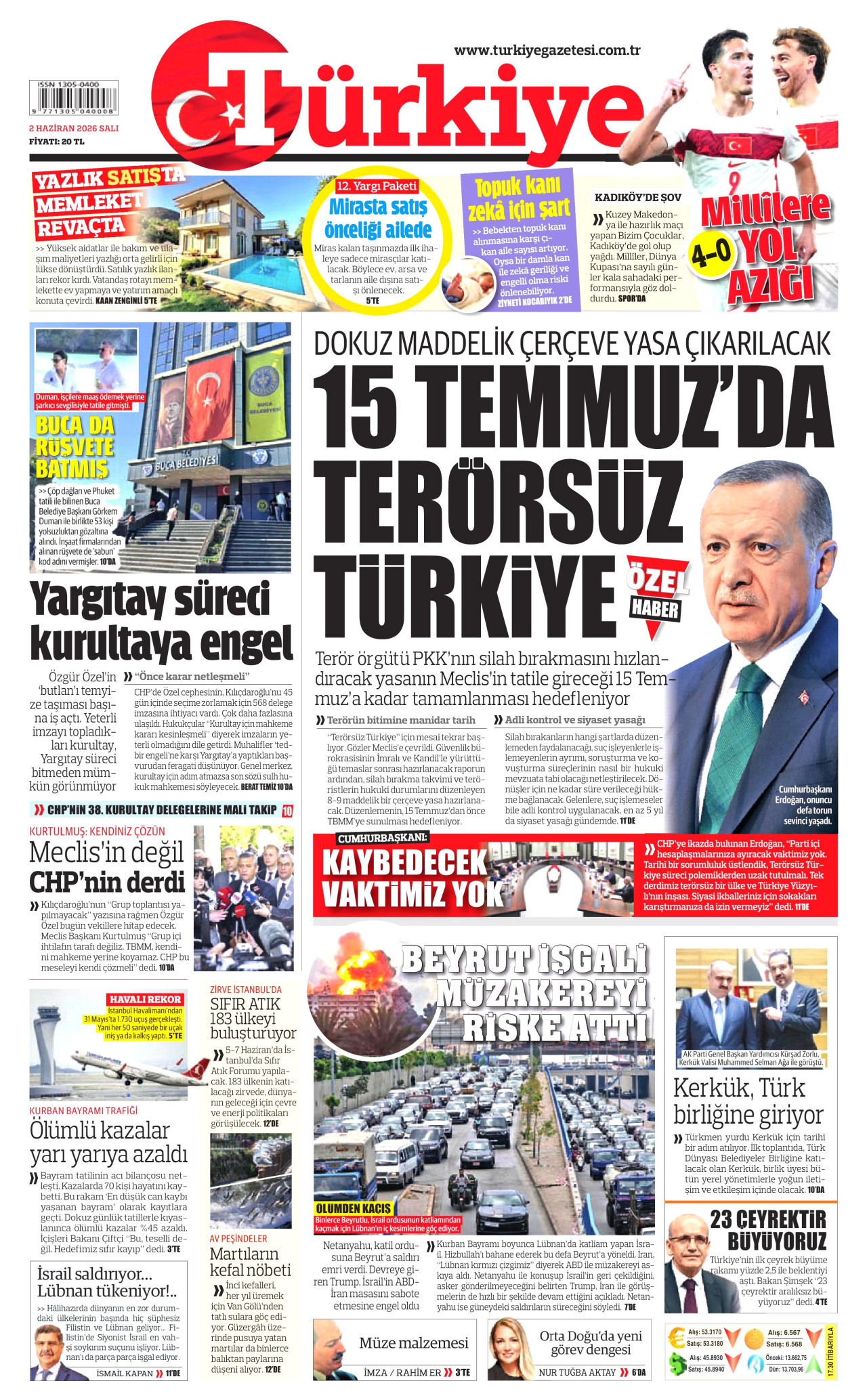 Türkiye Gazetesi Gazetesi Manşeti