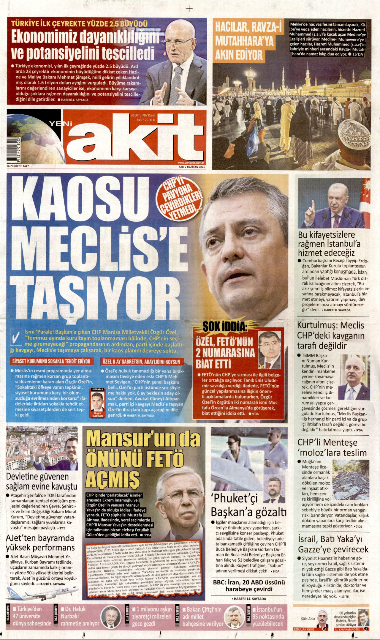 Yeni Akit Gazetesi Manşeti
