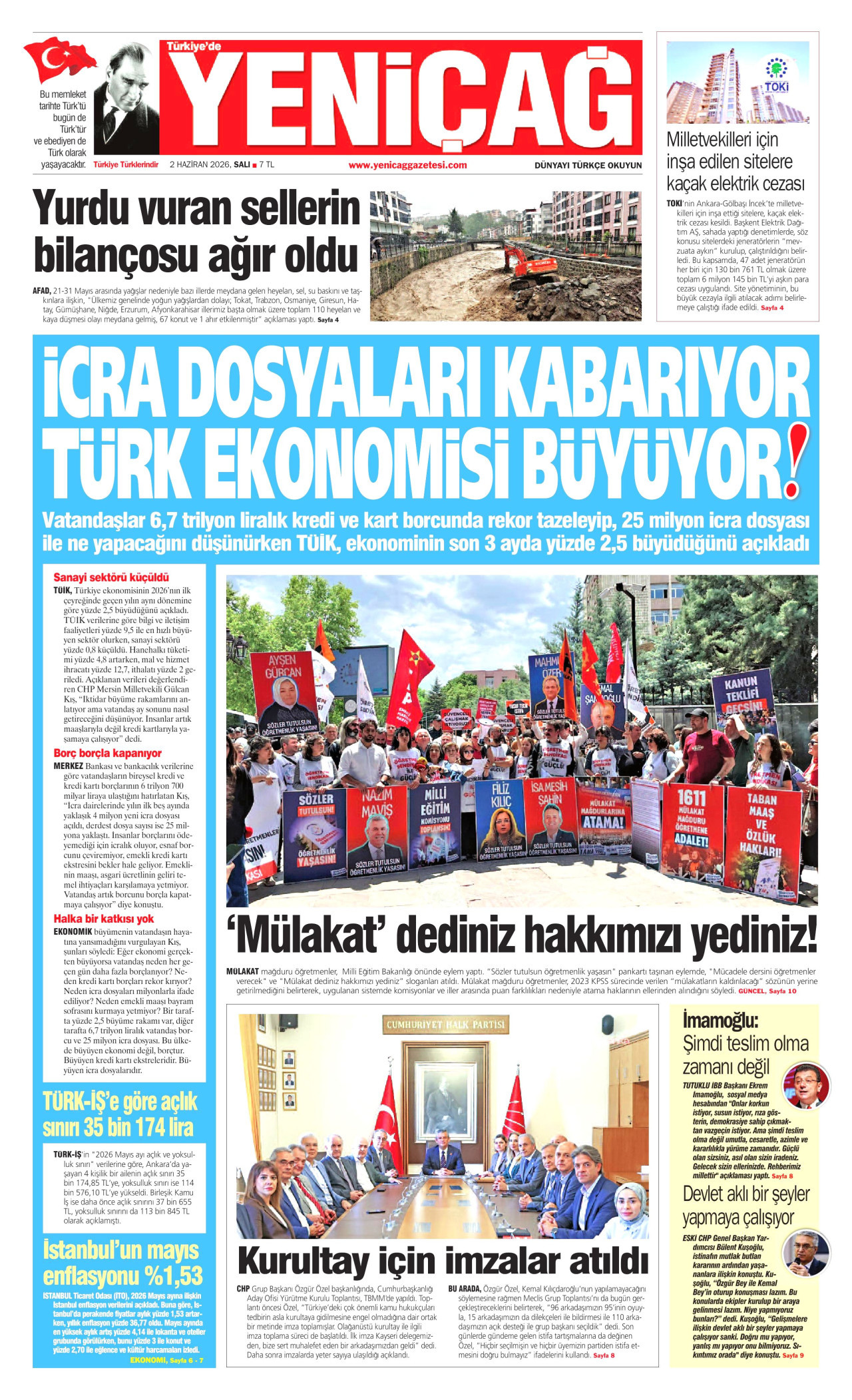 Yeniçağ Gazetesi Manşeti