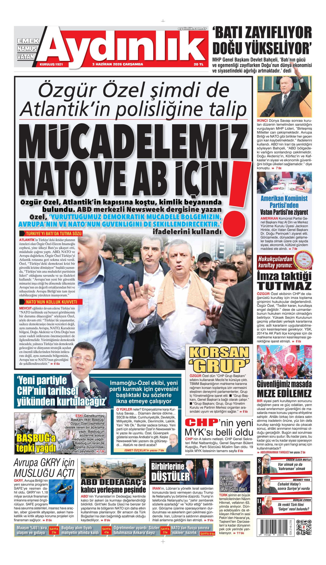 Aydınlık Gazetesi Manşet