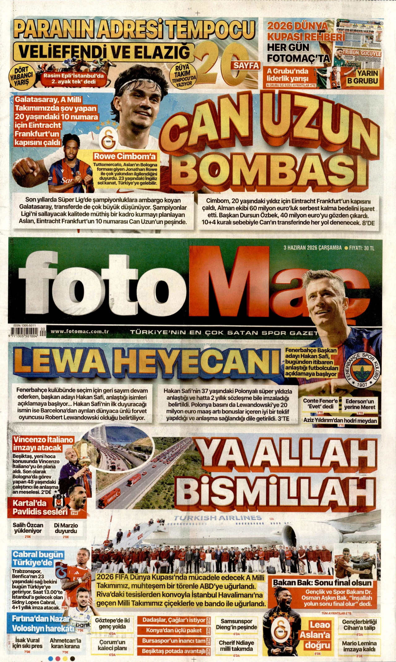 Fotomaç Gazetesi Manşeti