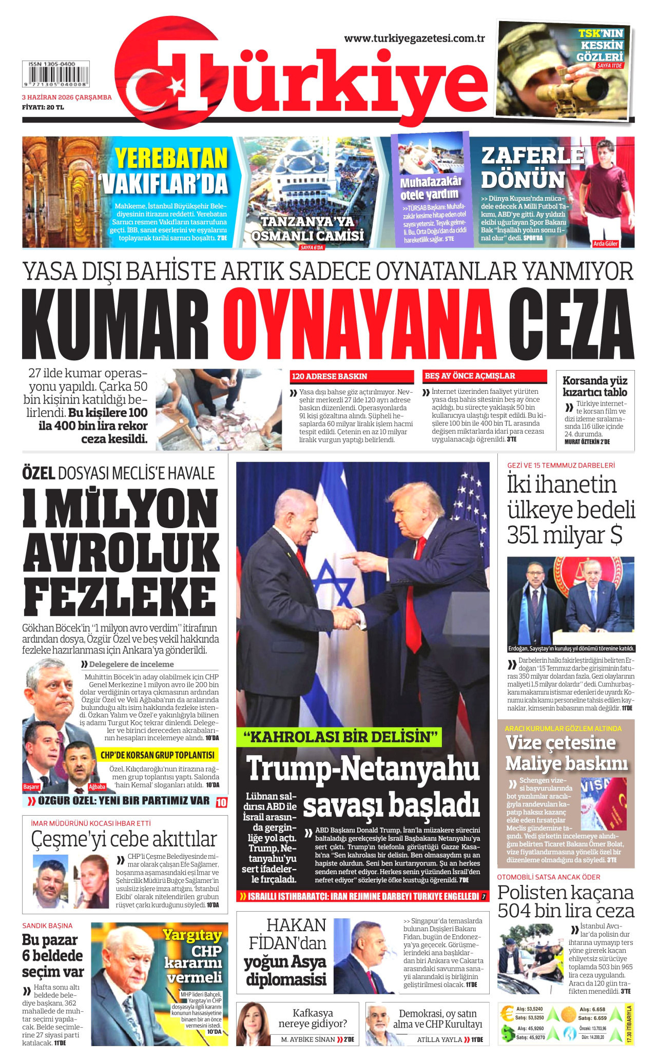 Türkiye Gazetesi Gazetesi Manşeti