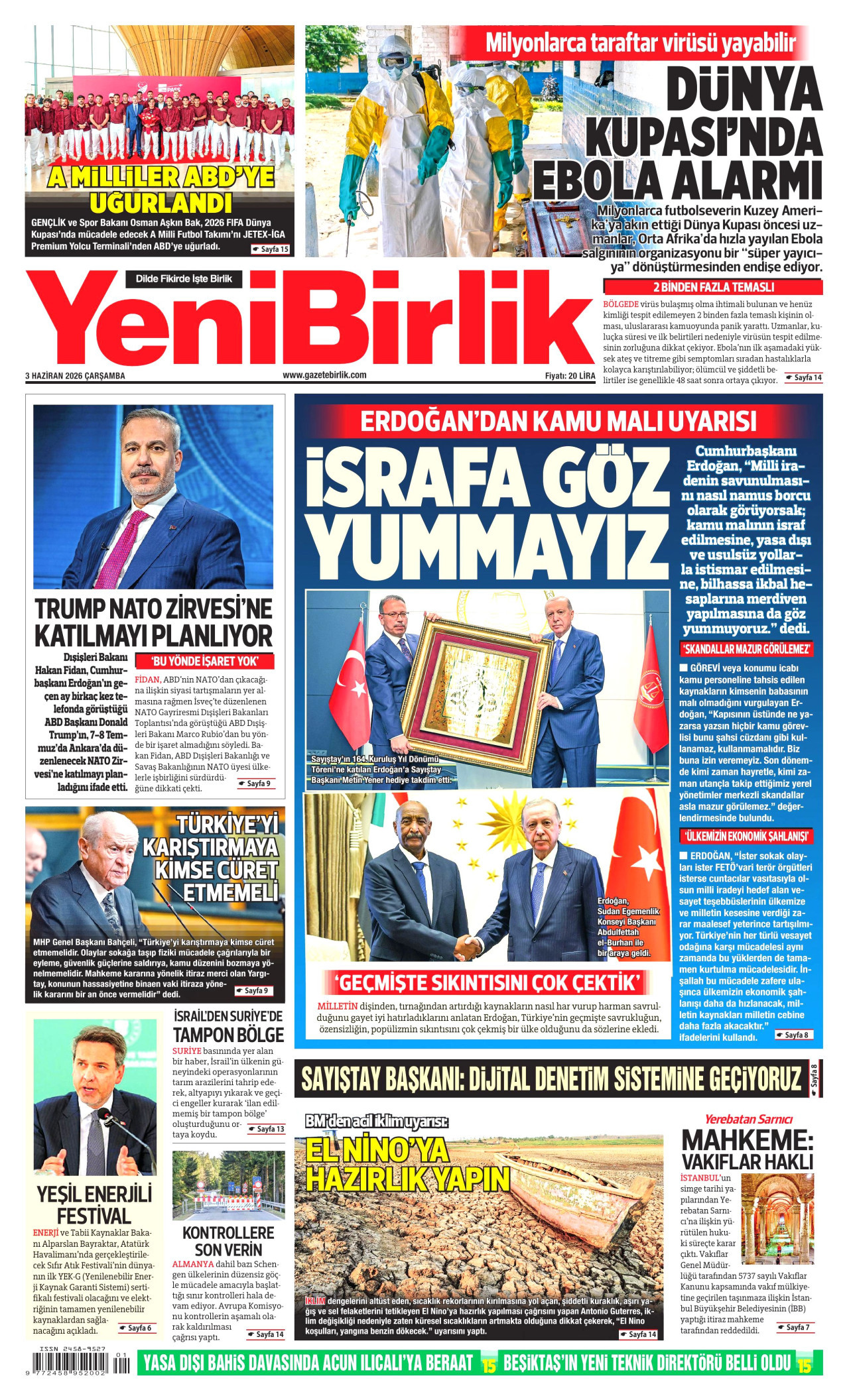 YeniBirlik Gazetesi Manşeti