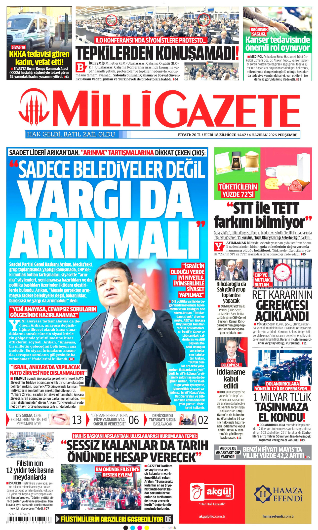 Milli Gazete Gazetesi Manşeti