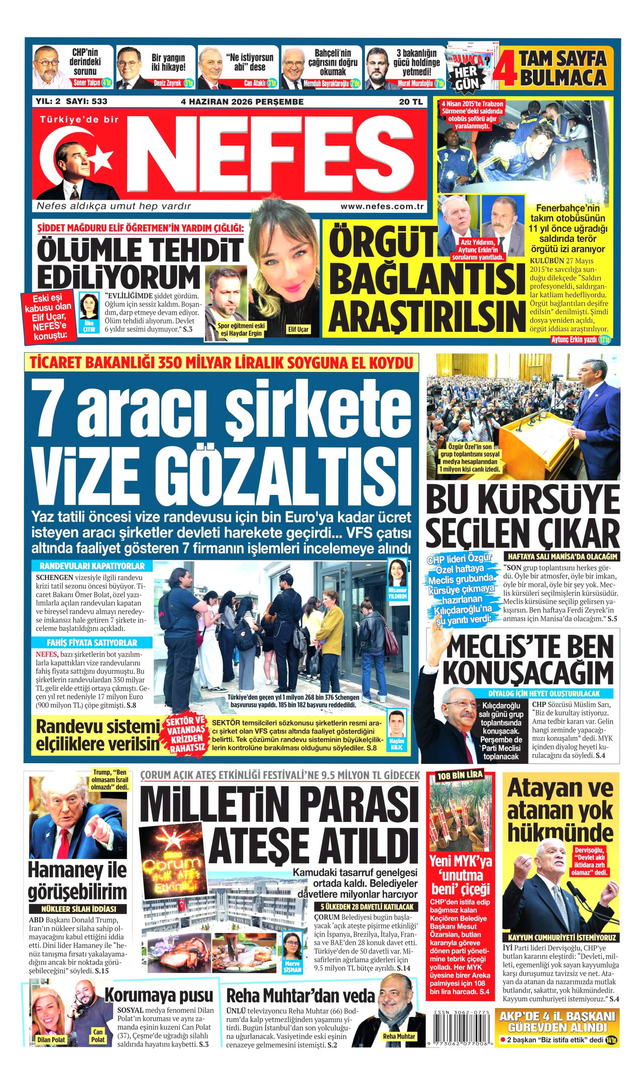 Nefes Gazetesi Manşeti