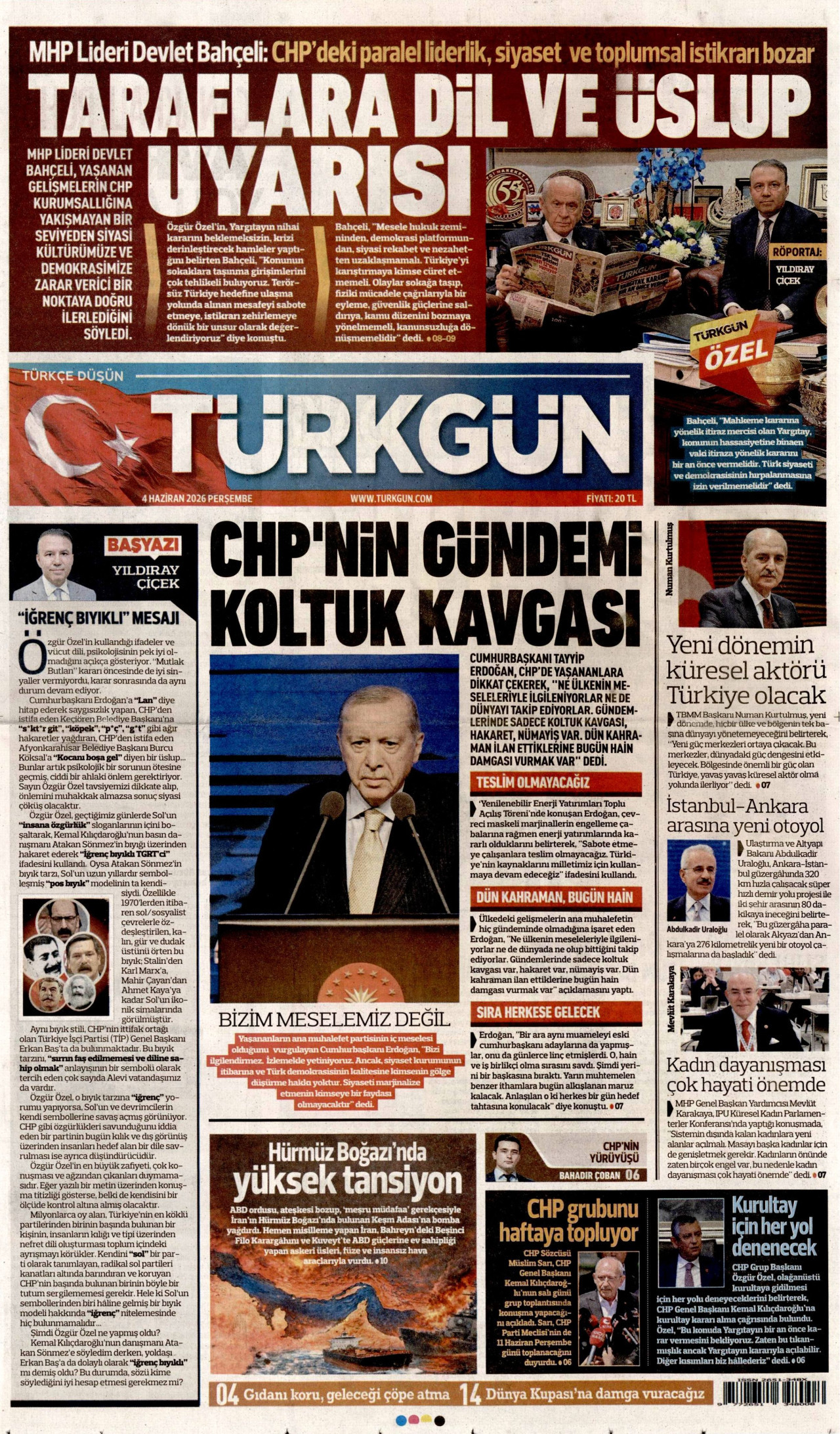 Türkgün Gazetesi Manşeti