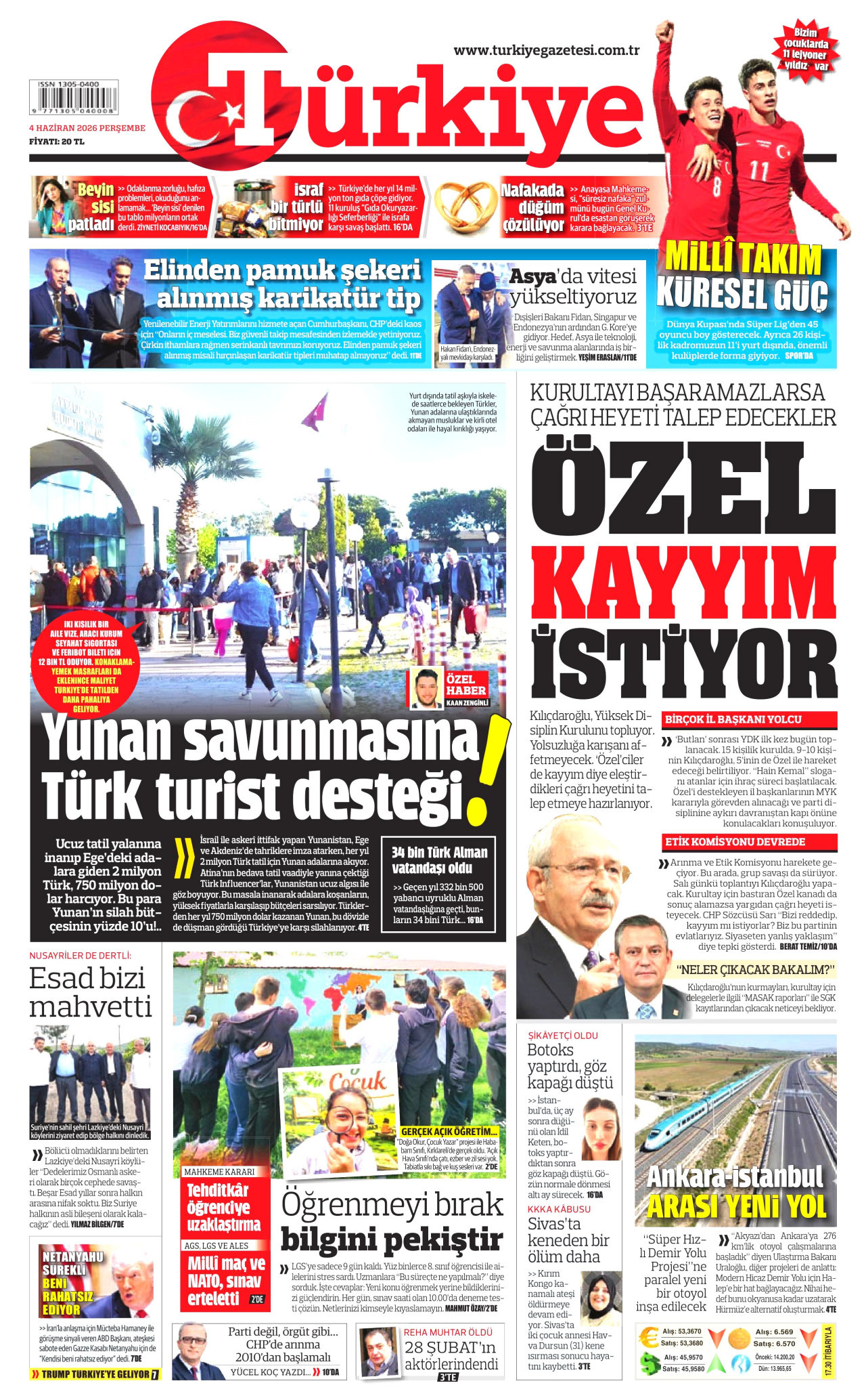 Türkiye Gazetesi Gazetesi Manşeti