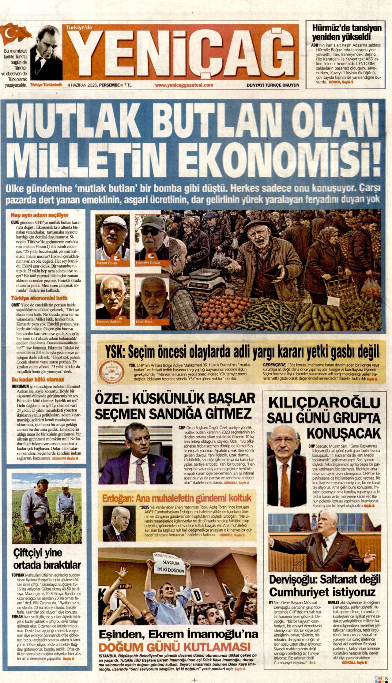 Yeniçağ Gazetesi Manşeti