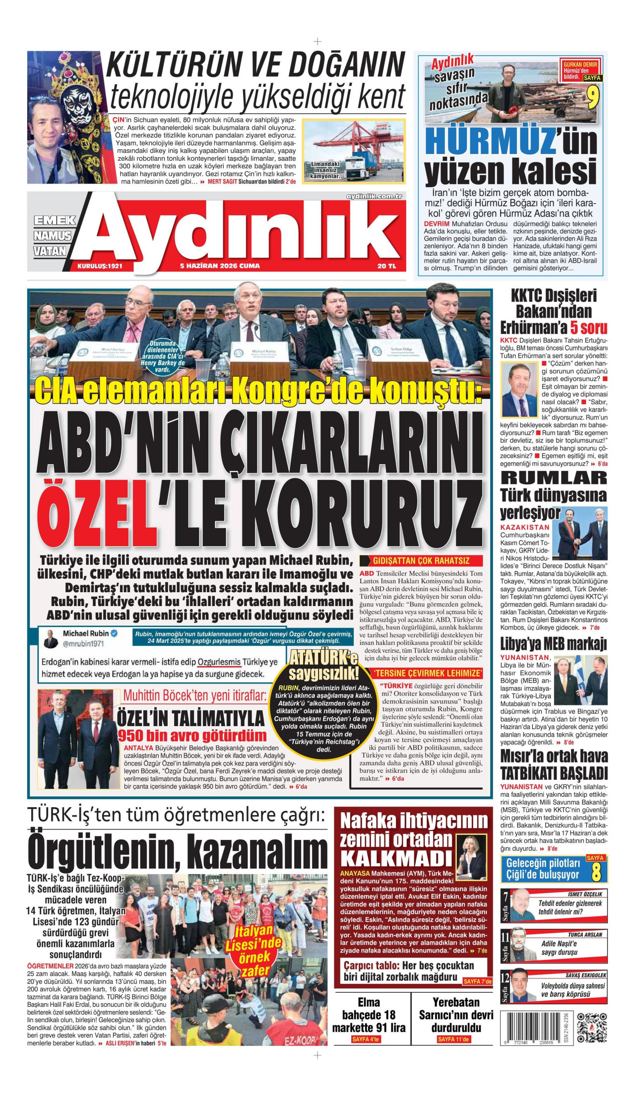 Aydınlık Gazetesi Manşet